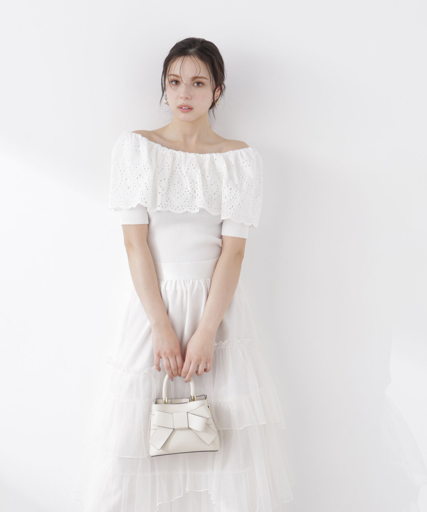 PROPORTION BODY DRESSING「スカラップレースオフショルニット　26SS」|ニット・セーター|