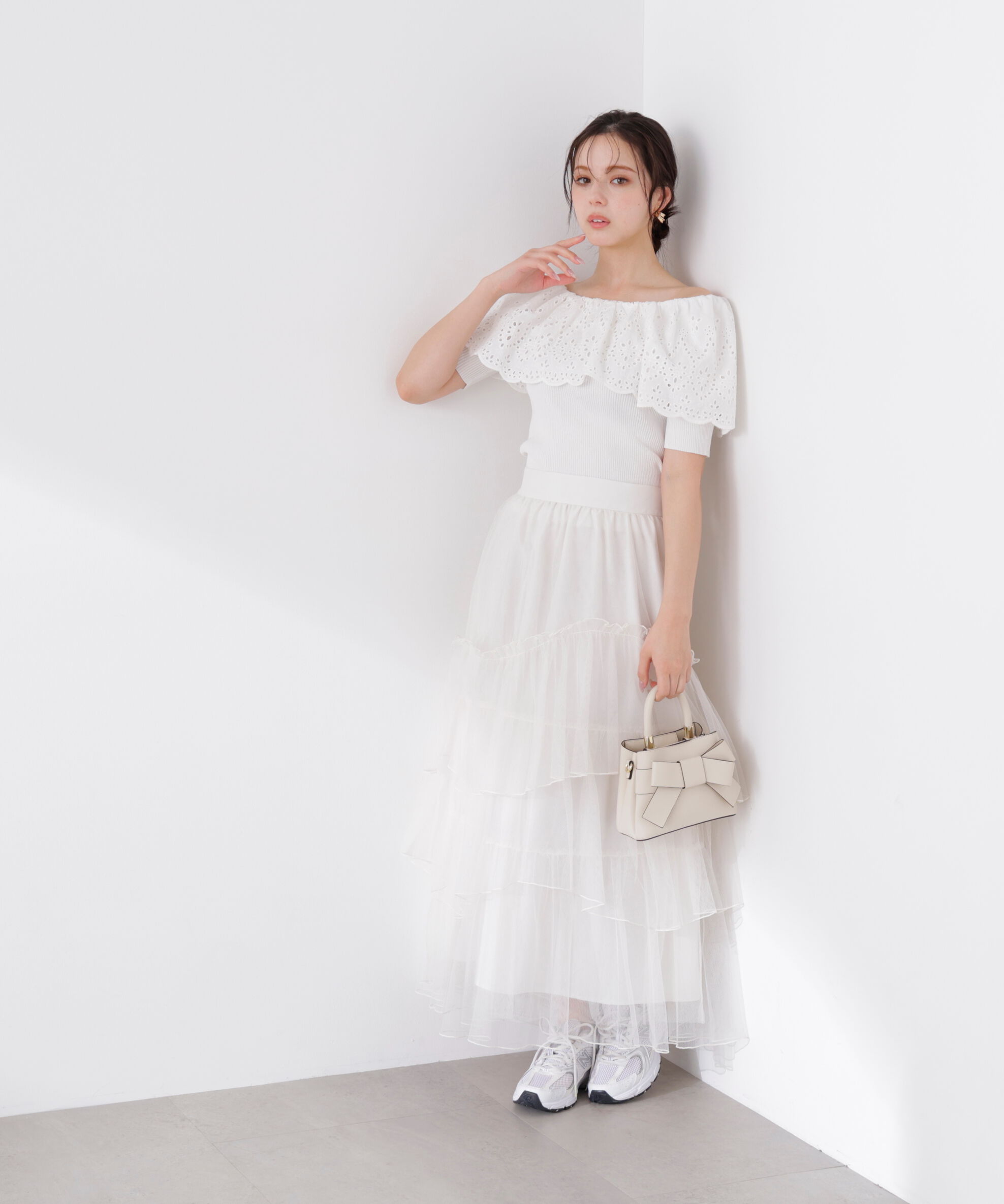 PROPORTION BODY DRESSING「スカラップレースオフショルニット　26SS」|ニット・セーター|