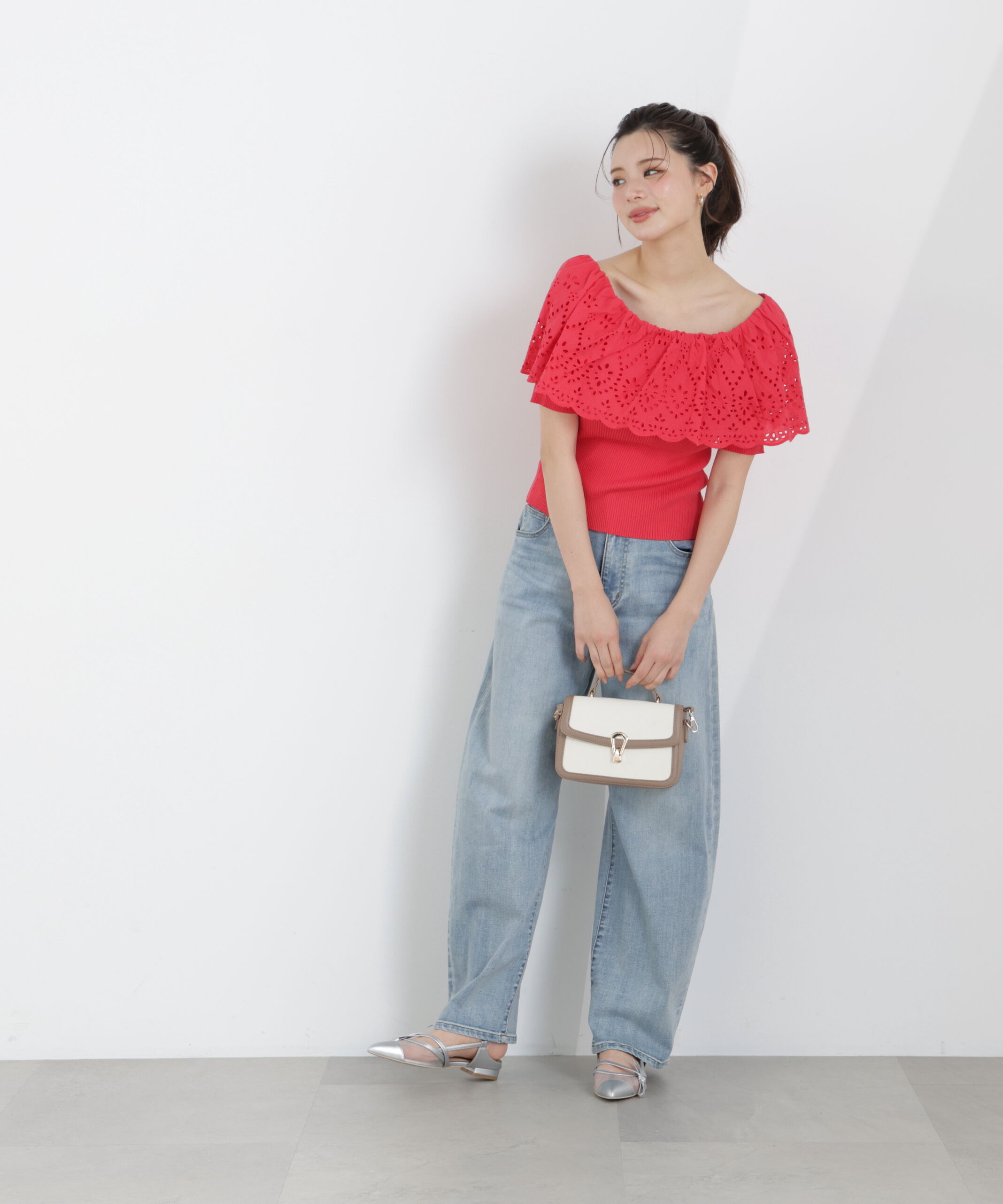 PROPORTION BODY DRESSING「スカラップレースオフショルニット　26SS」|ニット・セーター|