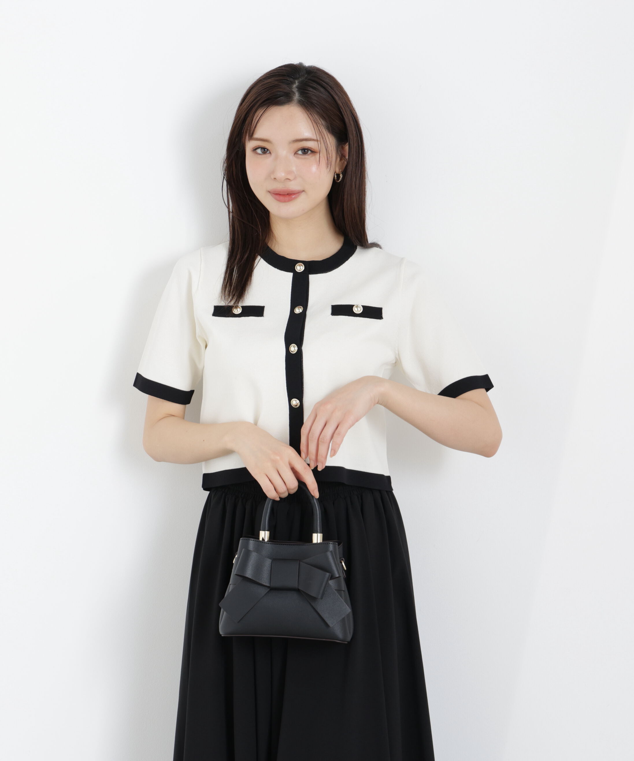 PROPORTION BODY DRESSING「ハーフスリーブバイカラーニットカーディガン　26SS」|カーディガン|