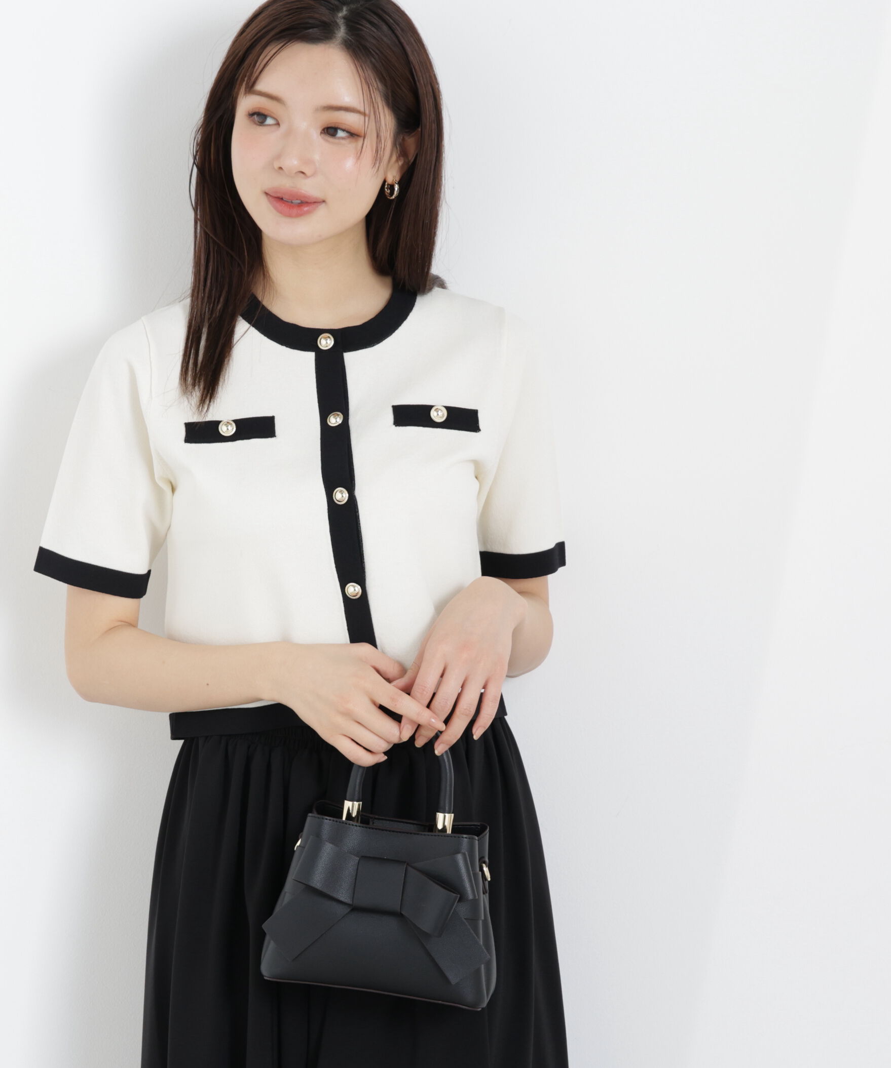 PROPORTION BODY DRESSING「ハーフスリーブバイカラーニットカーディガン　26SS」|カーディガン|