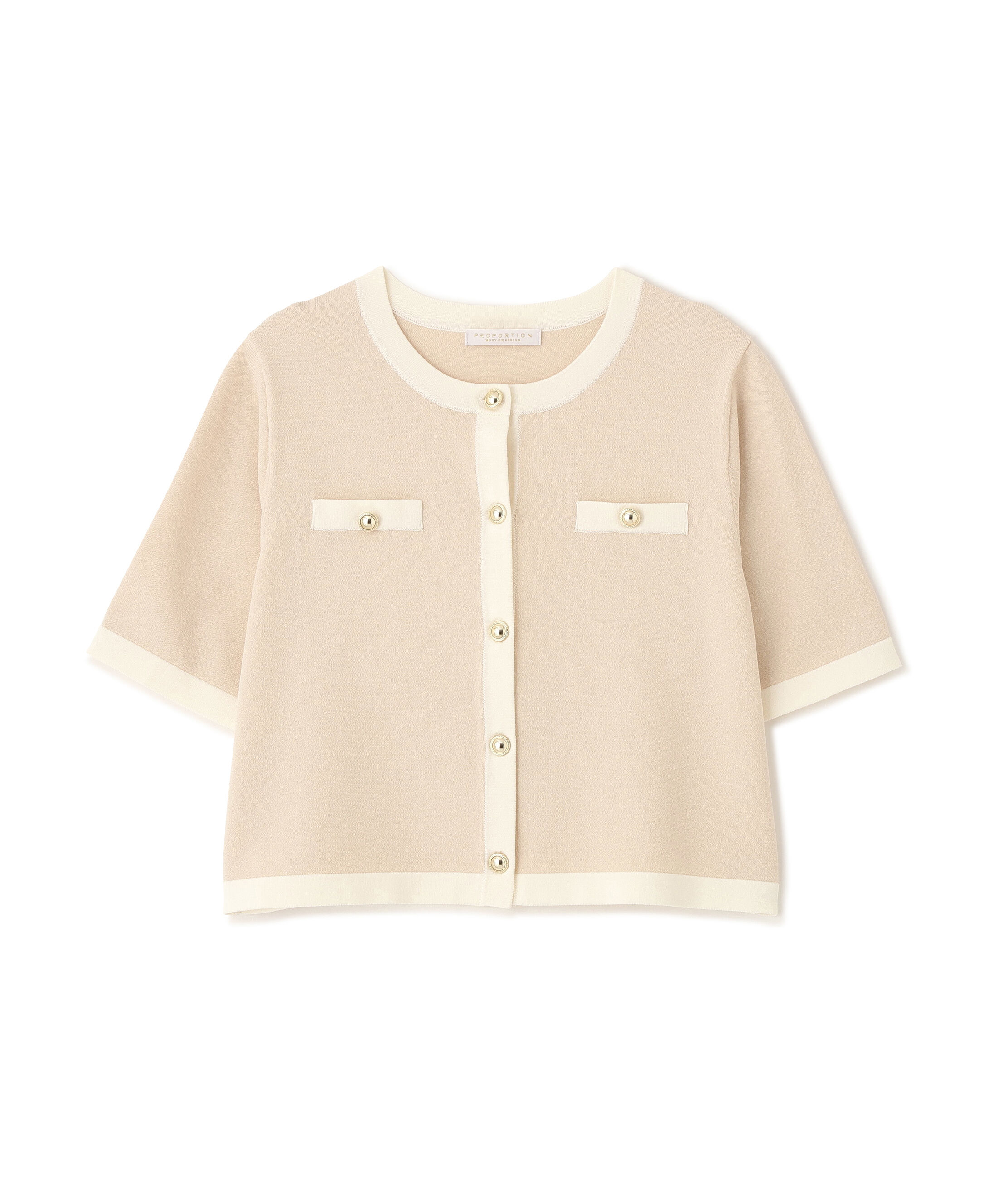 PROPORTION BODY DRESSING「ハーフスリーブバイカラーニットカーディガン　26SS」|カーディガン|