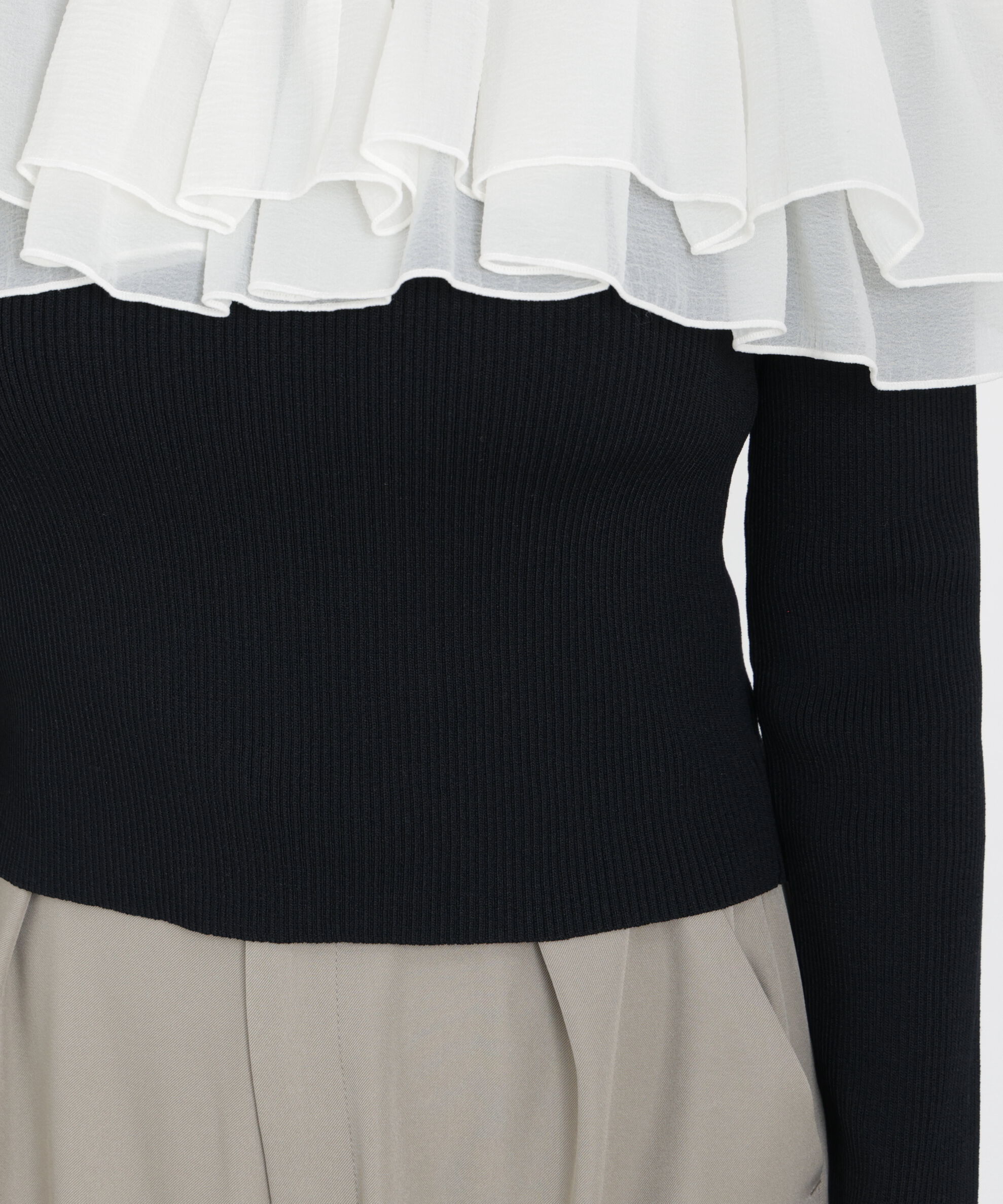 PROPORTION BODY DRESSING「〈a/mie〉フリルリブニット　26SS」|カーディガン|