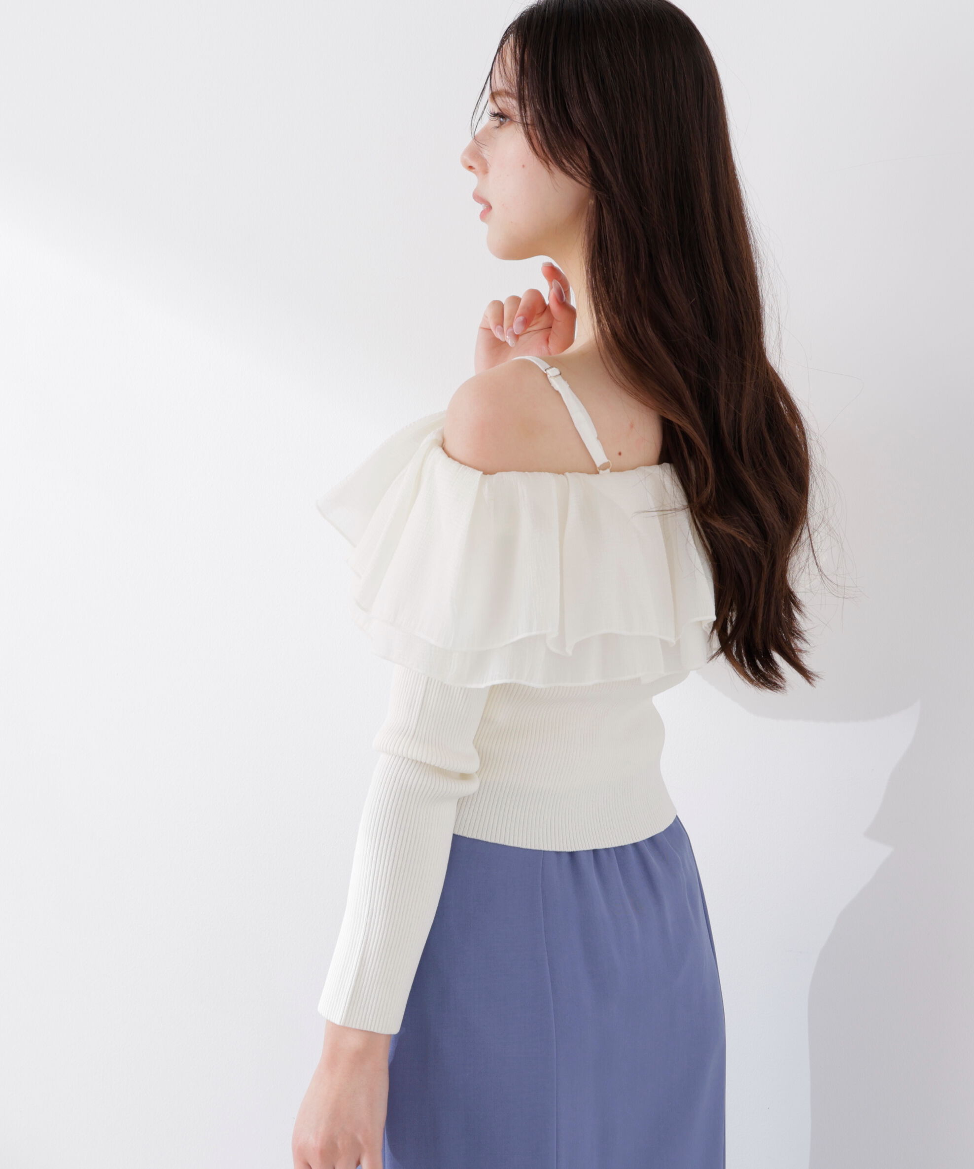 PROPORTION BODY DRESSING「〈a/mie〉フリルリブニット　26SS」|カーディガン|