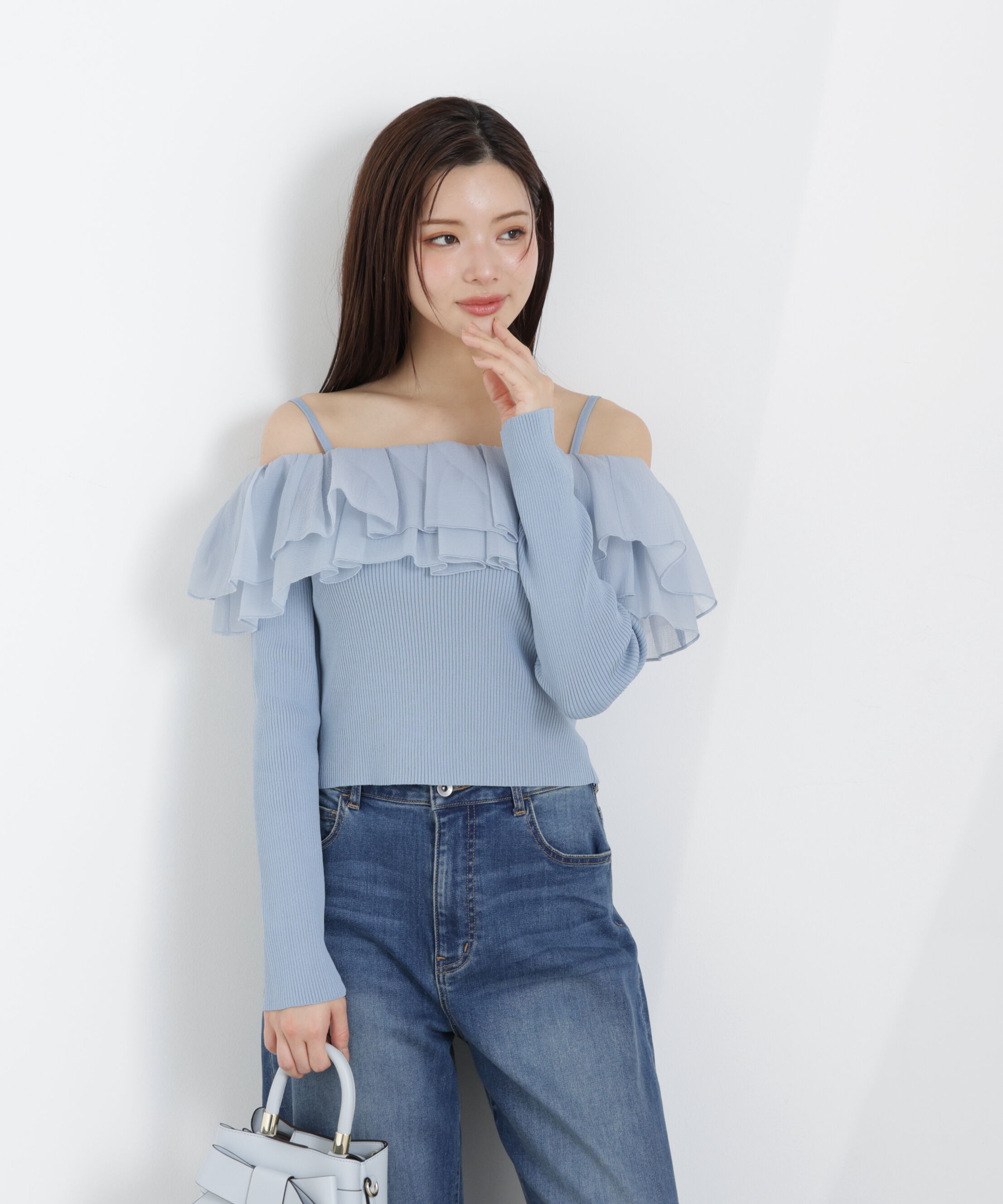 PROPORTION BODY DRESSING「〈a/mie〉フリルリブニット　26SS」|カーディガン|