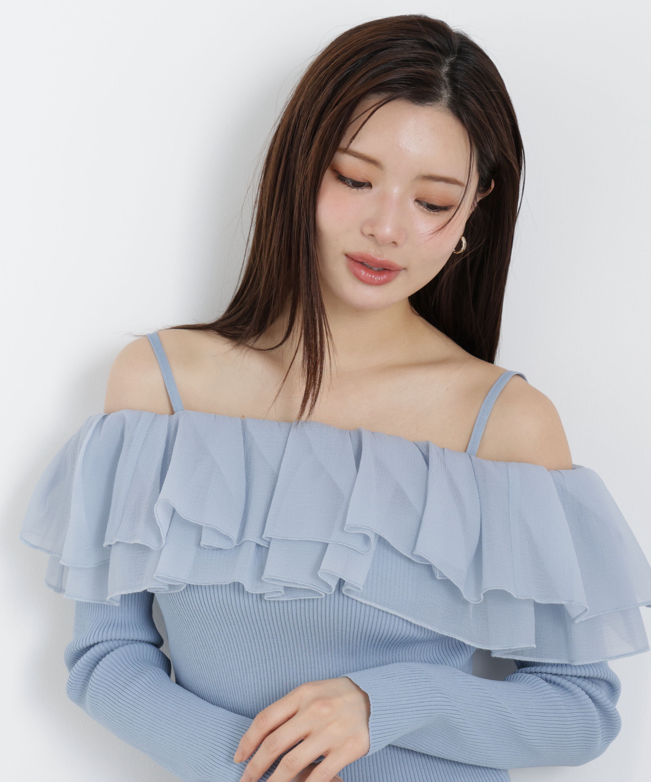 PROPORTION BODY DRESSING「〈a/mie〉フリルリブニット　26SS」|カーディガン|