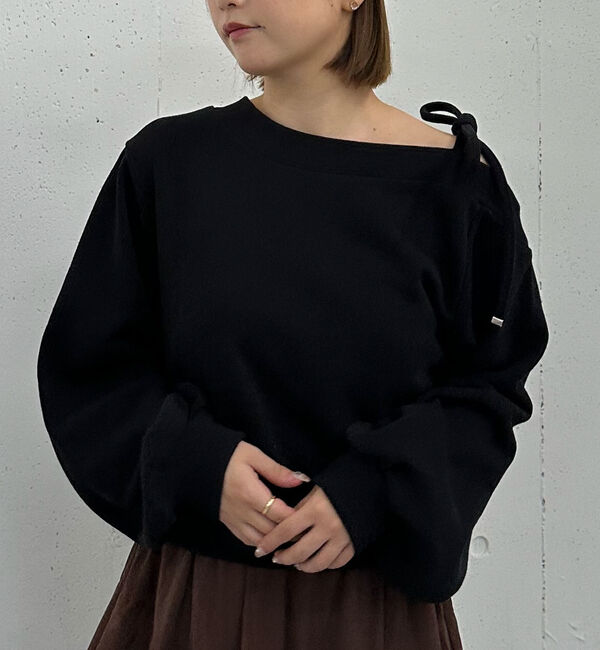archives「肩リボンワンショルスウェット／」|Tシャツ・カットソー|BLACK