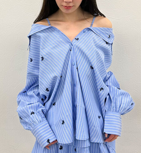 archives「花柄刺繍ストライプ２ｗａｙオフショルシャツ」|シャツ・ブラウス|