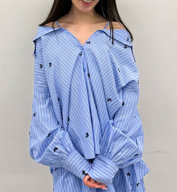 archives「花柄刺繍ストライプ２ｗａｙオフショルシャツ」|シャツ・ブラウス|