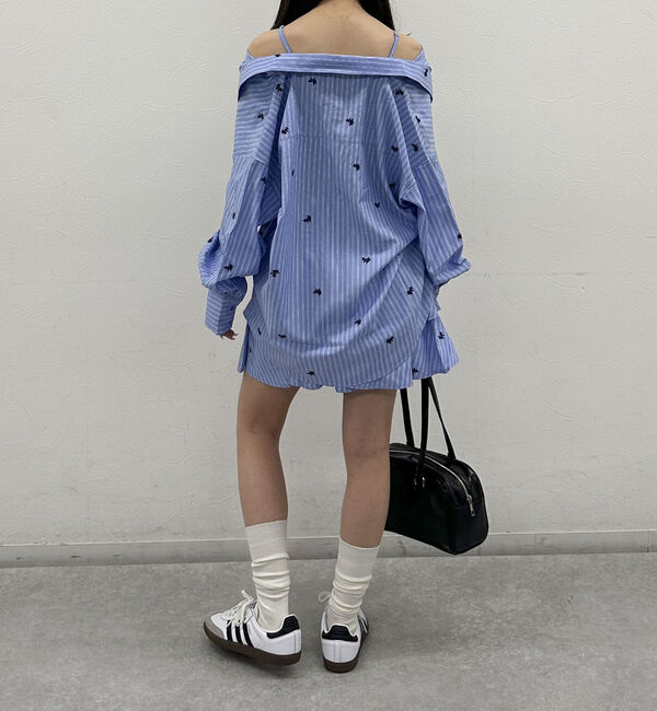 archives「花柄刺繍ストライプ２ｗａｙオフショルシャツ」|シャツ・ブラウス|