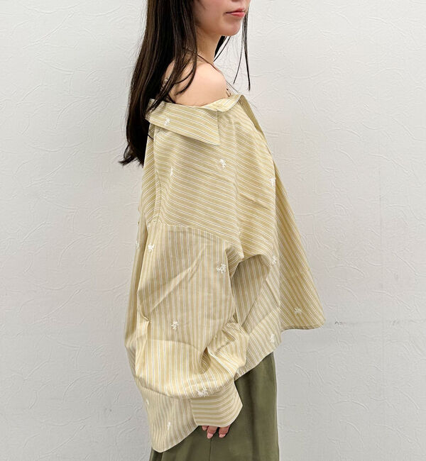 archives「花柄刺繍ストライプ２ｗａｙオフショルシャツ」|シャツ・ブラウス|