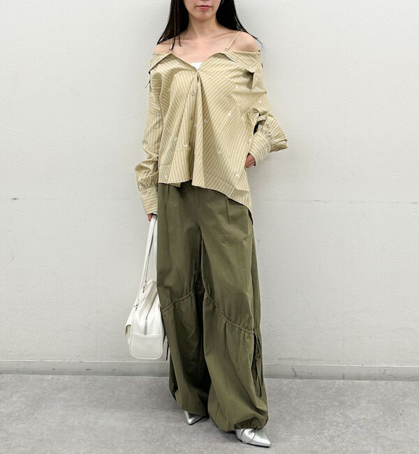 archives「花柄刺繍ストライプ２ｗａｙオフショルシャツ」|シャツ・ブラウス|