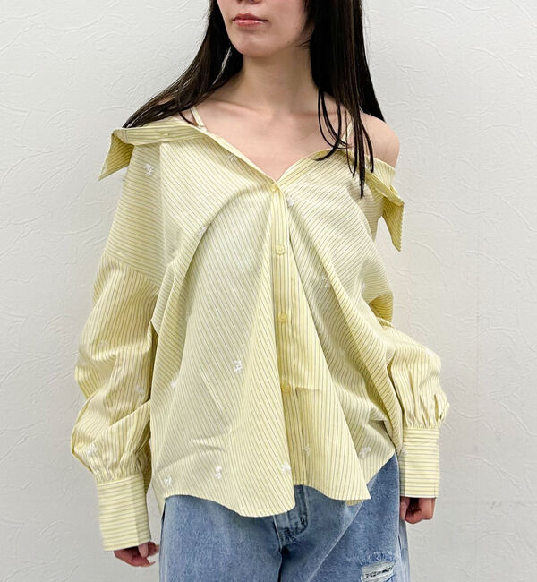 archives「花柄刺繍ストライプ２ｗａｙオフショルシャツ」|シャツ・ブラウス|