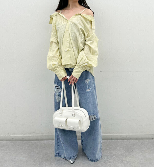 archives「花柄刺繍ストライプ２ｗａｙオフショルシャツ」|シャツ・ブラウス|