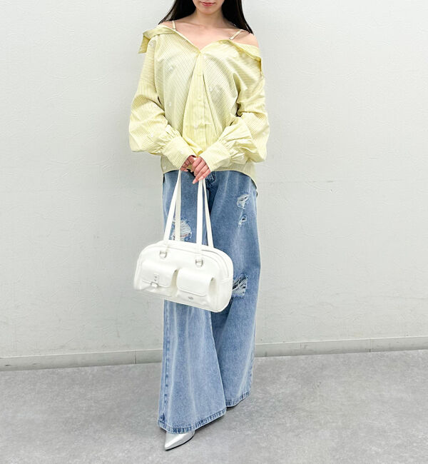 archives「花柄刺繍ストライプ２ｗａｙオフショルシャツ」|シャツ・ブラウス|