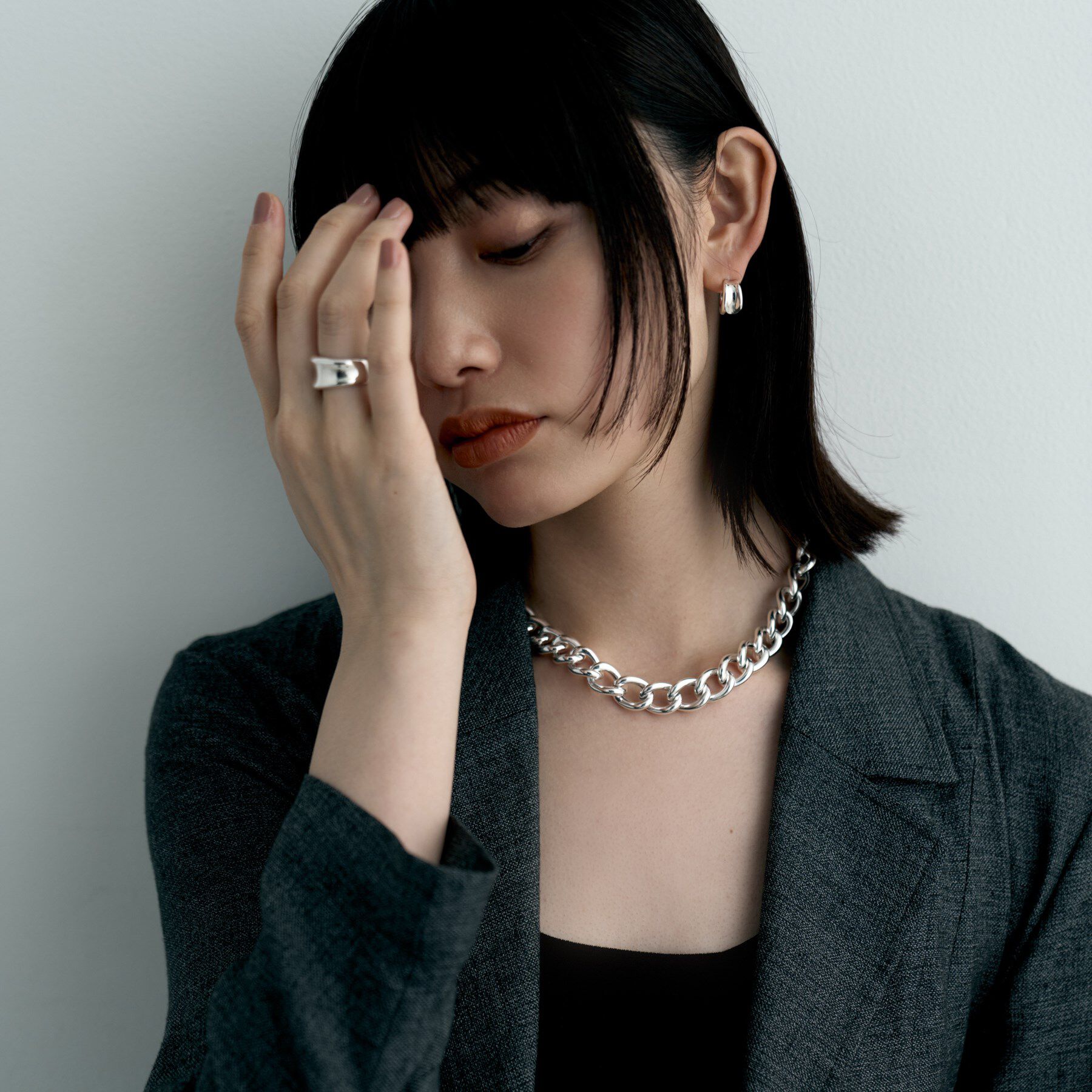 COCOSHNIK ONKITSCH「シルバー コンケイブピアス」|ピアス|