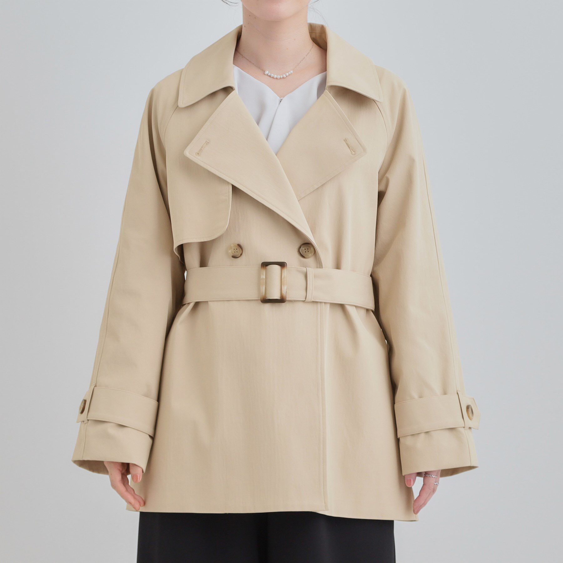 SHOO･LA･RUE「【S-LL/撥水】通勤やお出かけにも活躍 ミドルトレンチコート」|トレンチコート|