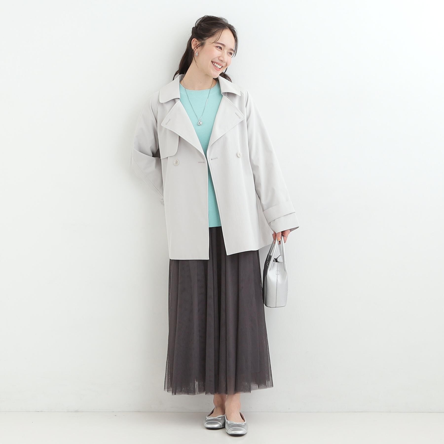 SHOO･LA･RUE「【S-LL/撥水】通勤やお出かけにも活躍 ミドルトレンチコート」|トレンチコート|