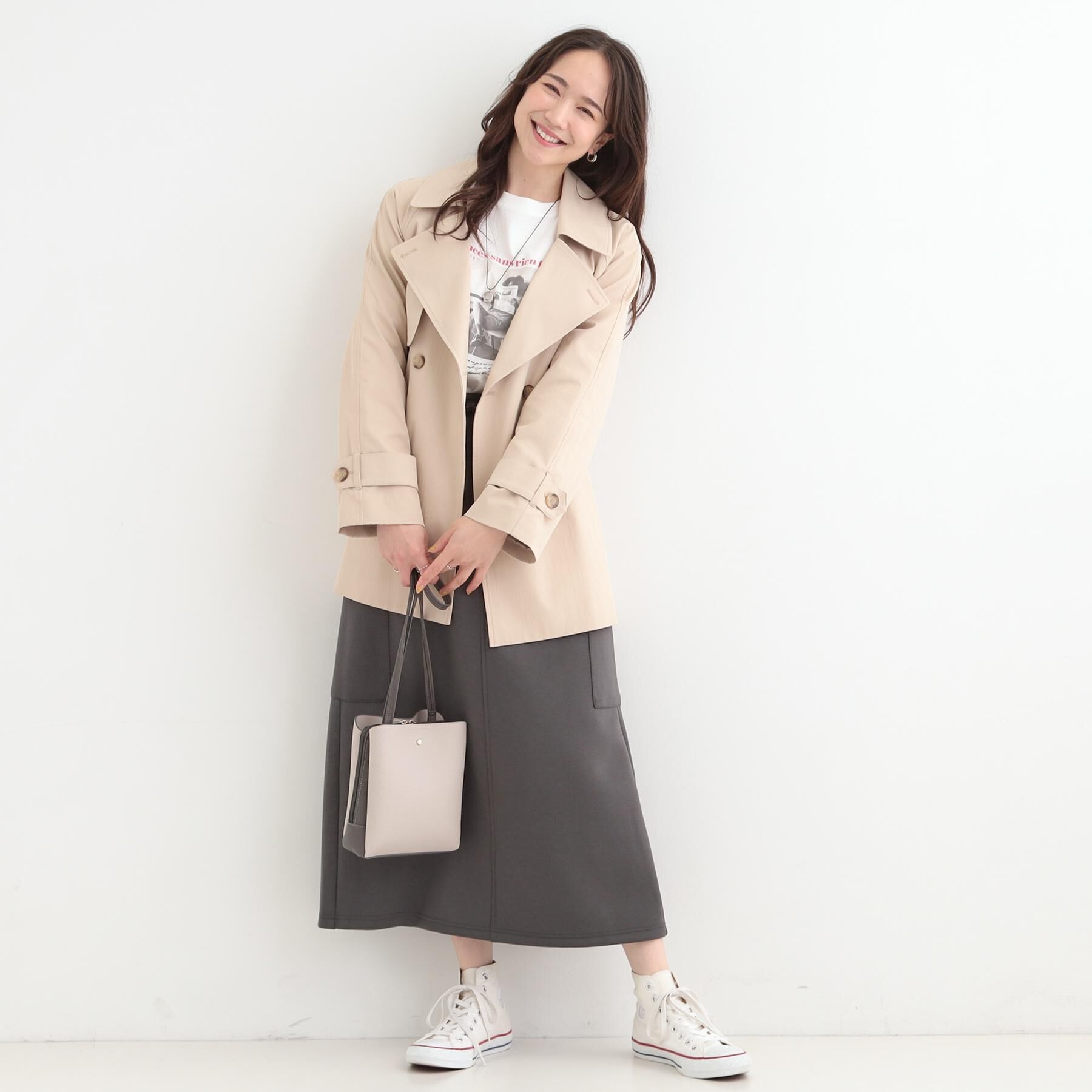 SHOO･LA･RUE「【S-LL/撥水】通勤やお出かけにも活躍 ミドルトレンチコート」|トレンチコート|