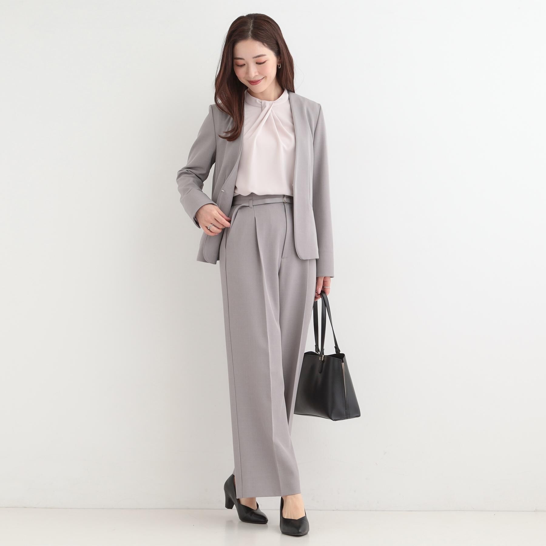 SHOO･LA･RUE「【セットアップ可/洗濯機可/SS-LL】センタープレスできちんと見え ベルト付きワイドパンツ」|その他|