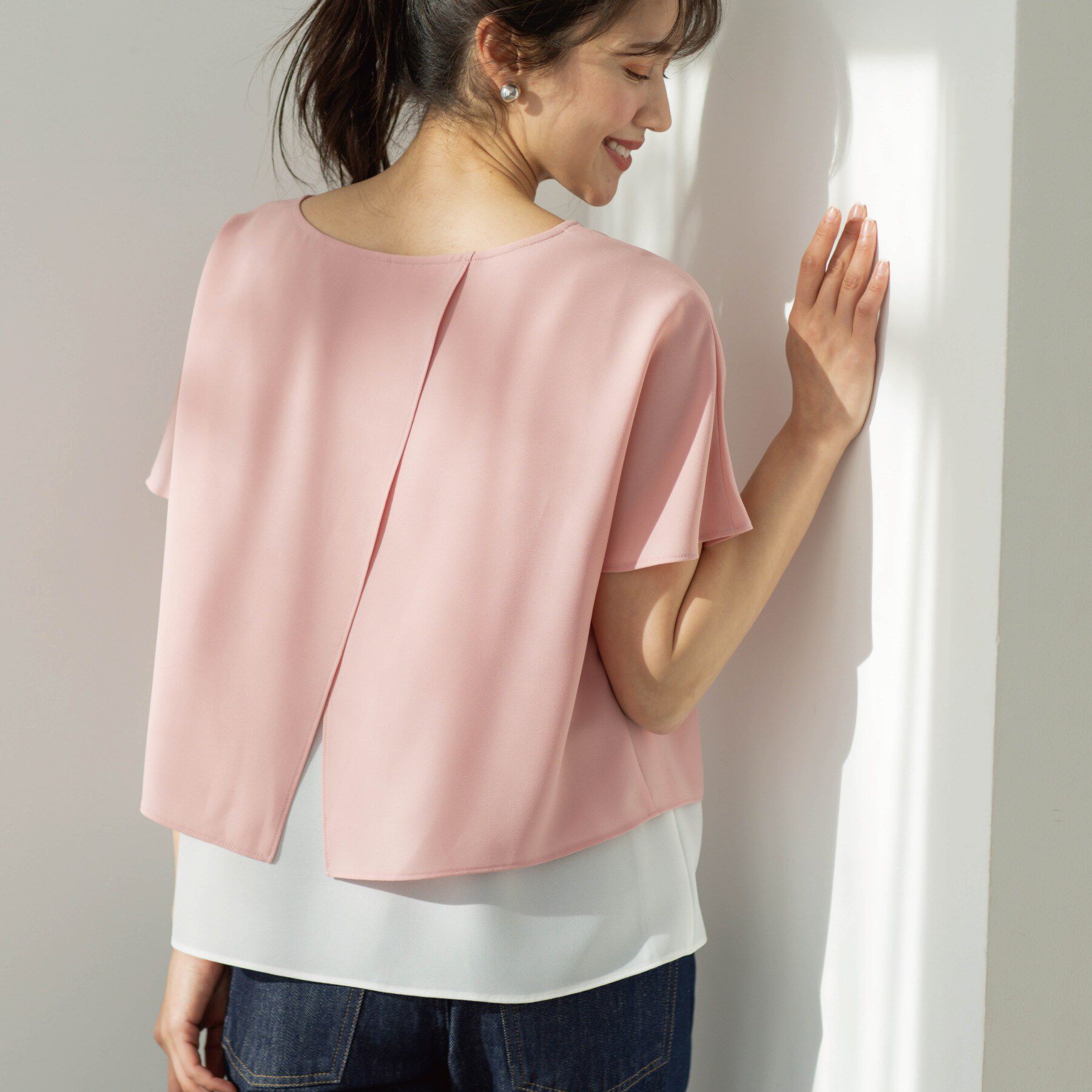 SHOO･LA･RUE「【洗濯機可/体型カバー】1枚でサマ見え バイカラーレイヤードブラウス」|シャツ・ブラウス|