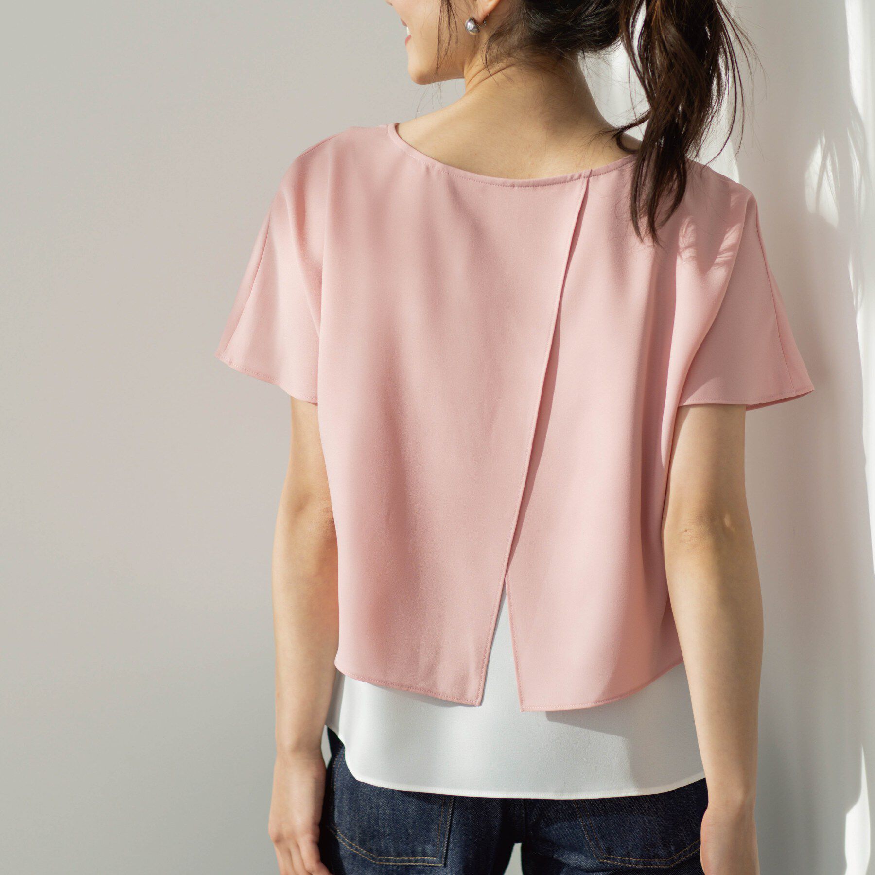 SHOO･LA･RUE「【洗濯機可/体型カバー】1枚でサマ見え バイカラーレイヤードブラウス」|シャツ・ブラウス|