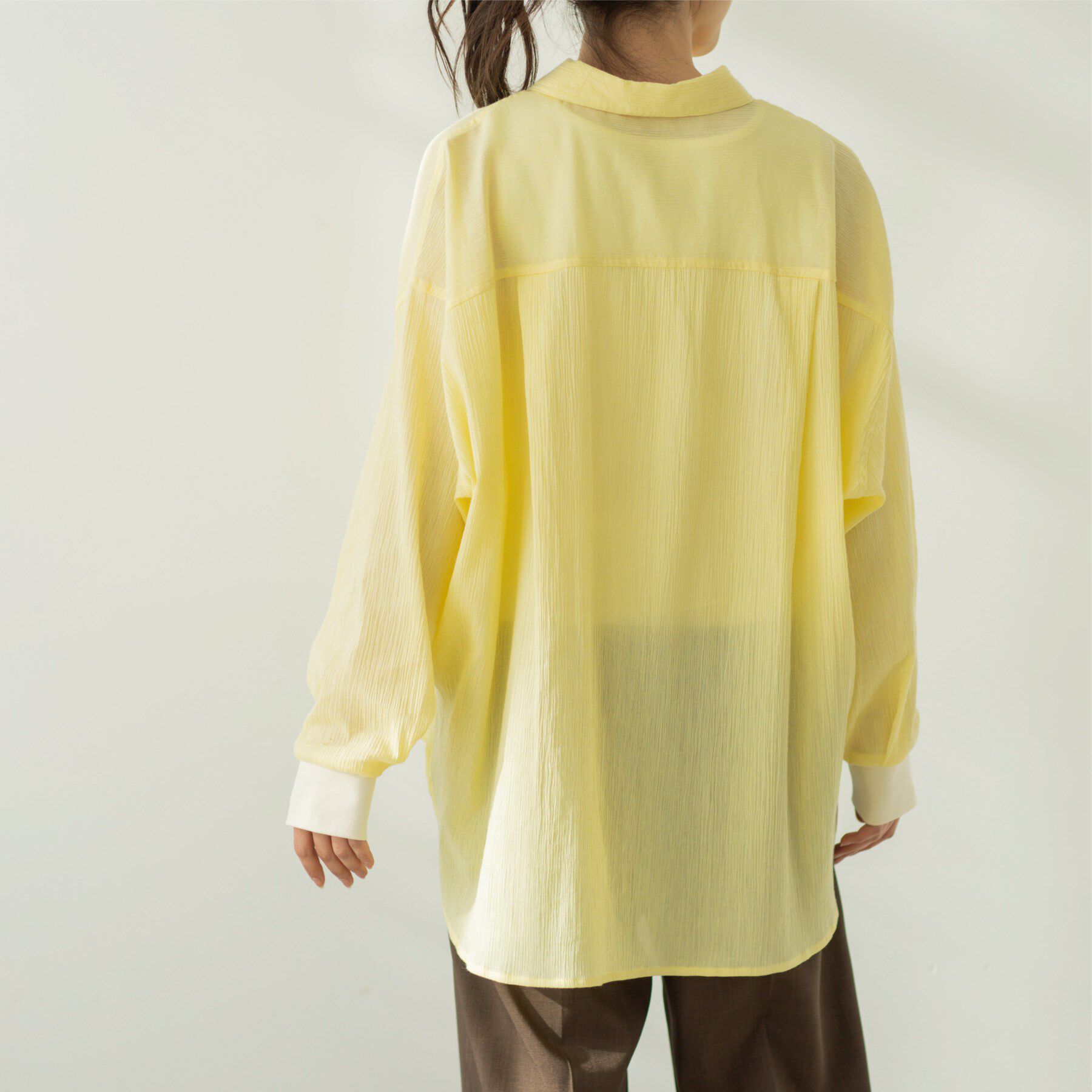 SHOO･LA･RUE「袖リブ楊柳オーバーシャツ」|シャツ・ブラウス|