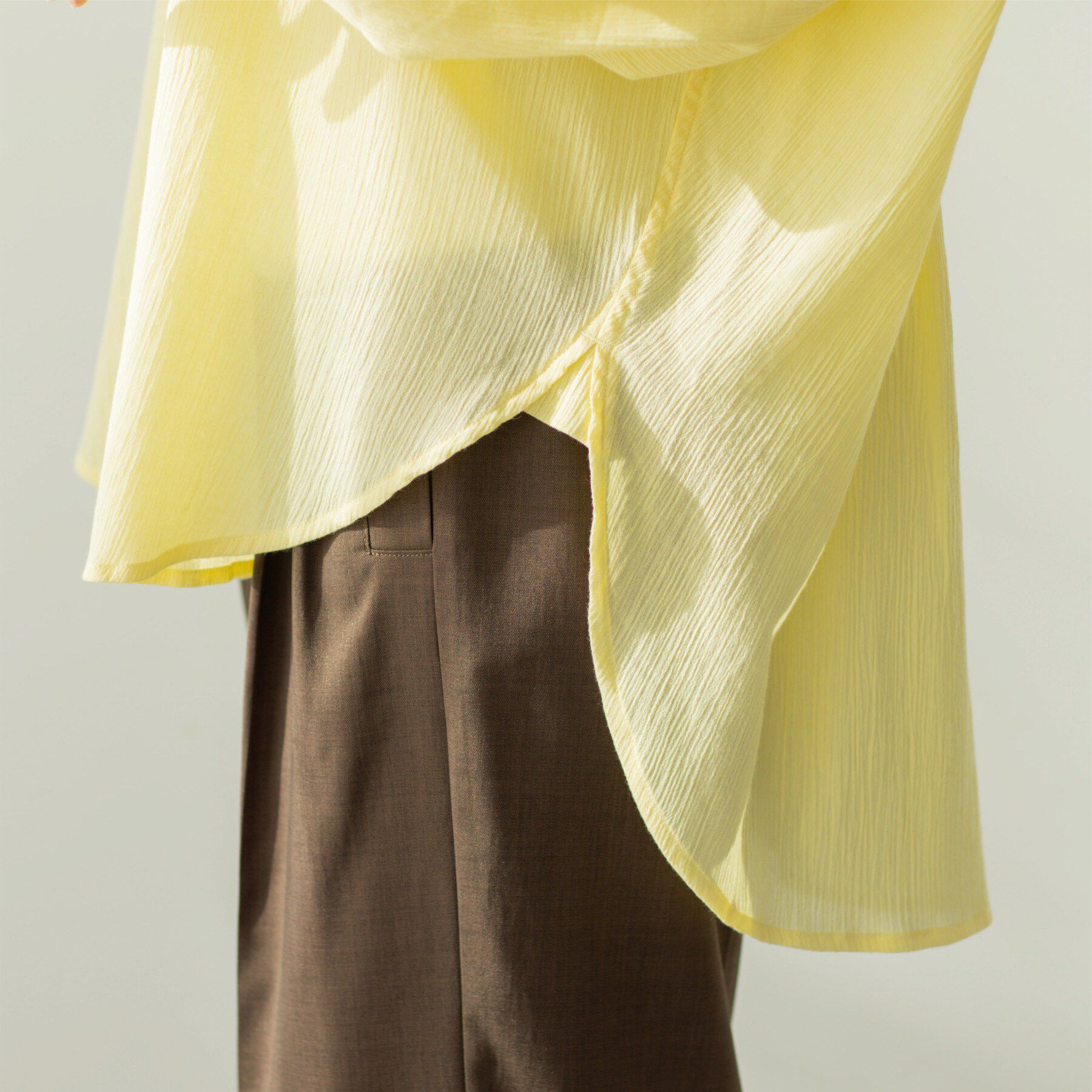 SHOO･LA･RUE「袖リブ楊柳オーバーシャツ」|シャツ・ブラウス|