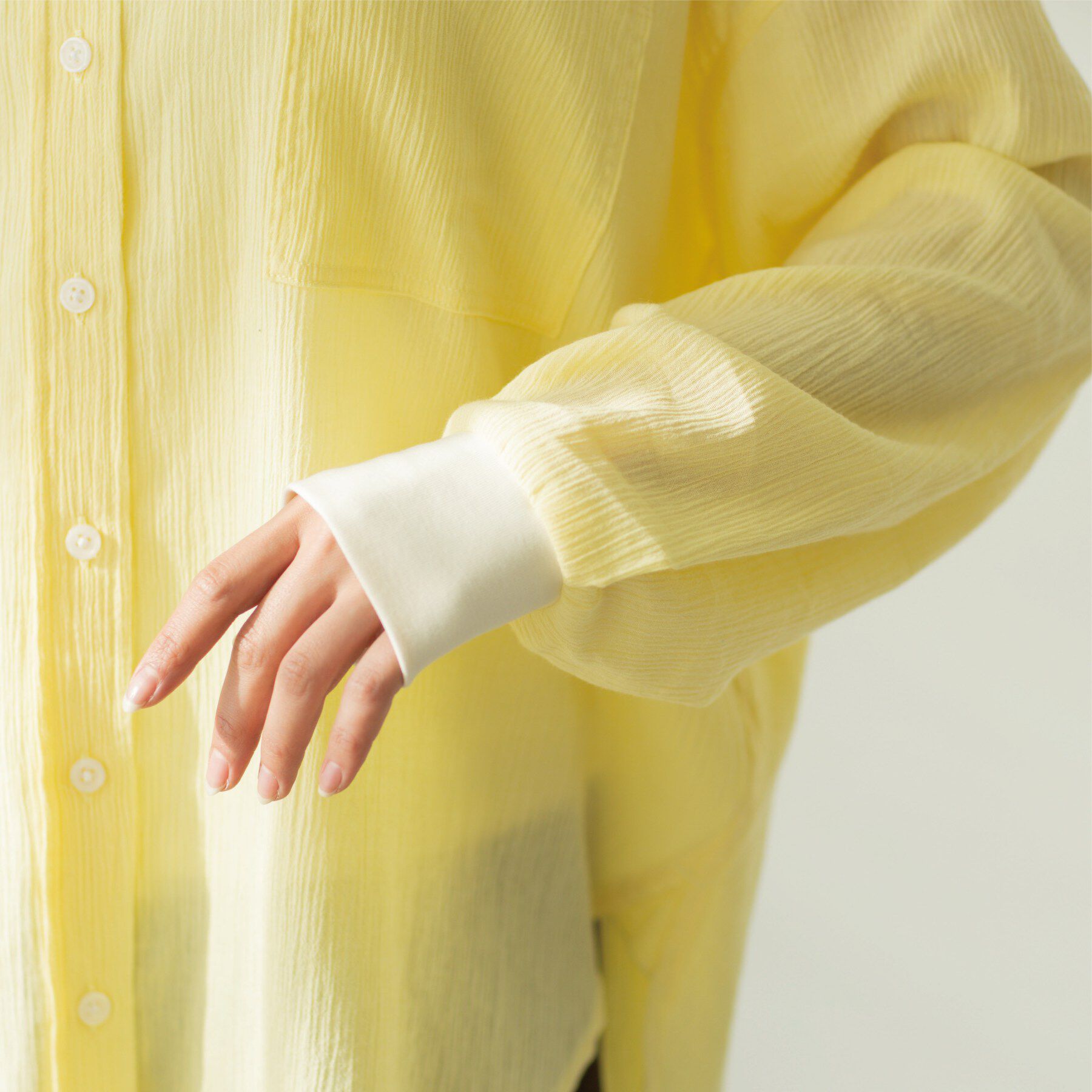 SHOO･LA･RUE「袖リブ楊柳オーバーシャツ」|シャツ・ブラウス|