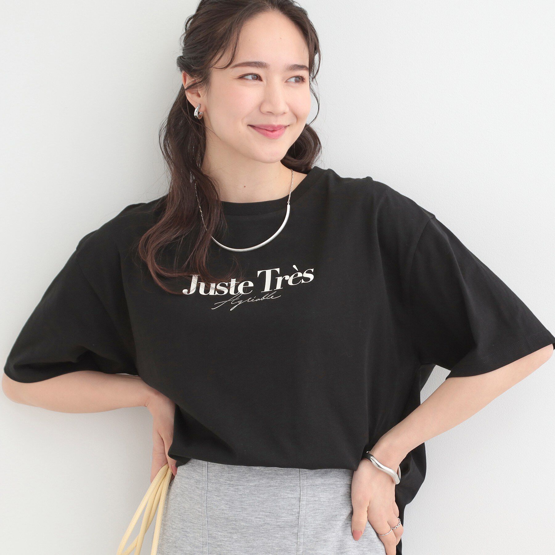 SHOO･LA･RUE「プチプラベーシックプリントTシャツ」|Tシャツ・カットソー|ブラック(119)