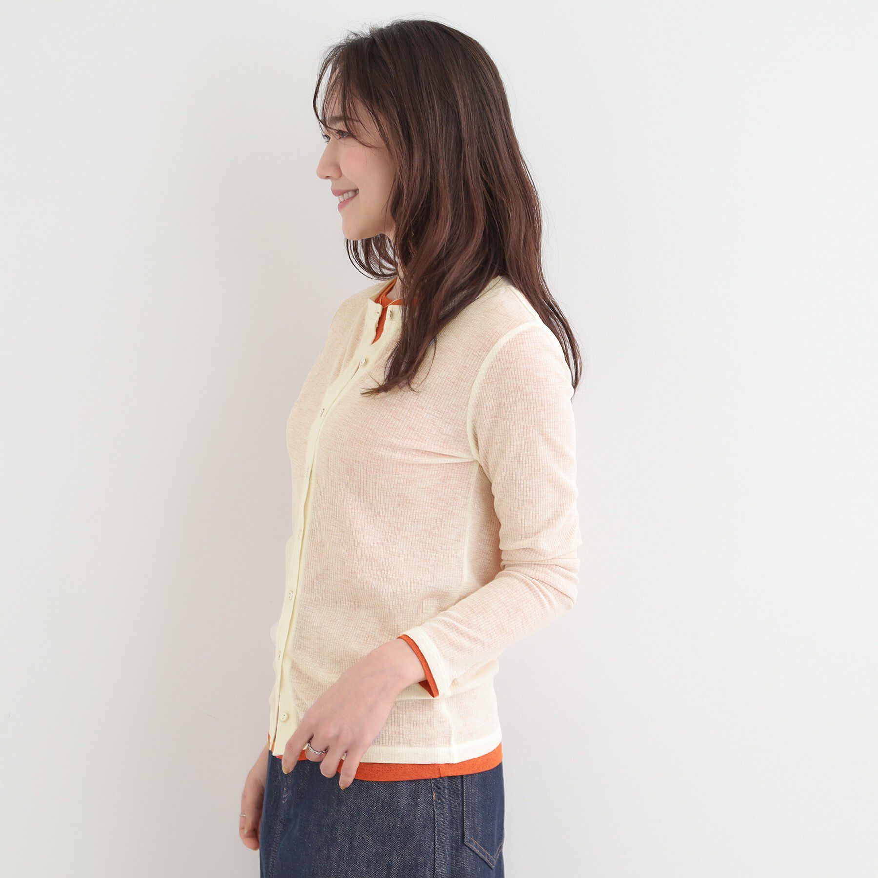 SHOO･LA･RUE「【2点セット/洗濯機可/S-LL】こなれ感あるレイヤードスタイルが即完成 シアーカーディガン+ロンT」|その他|