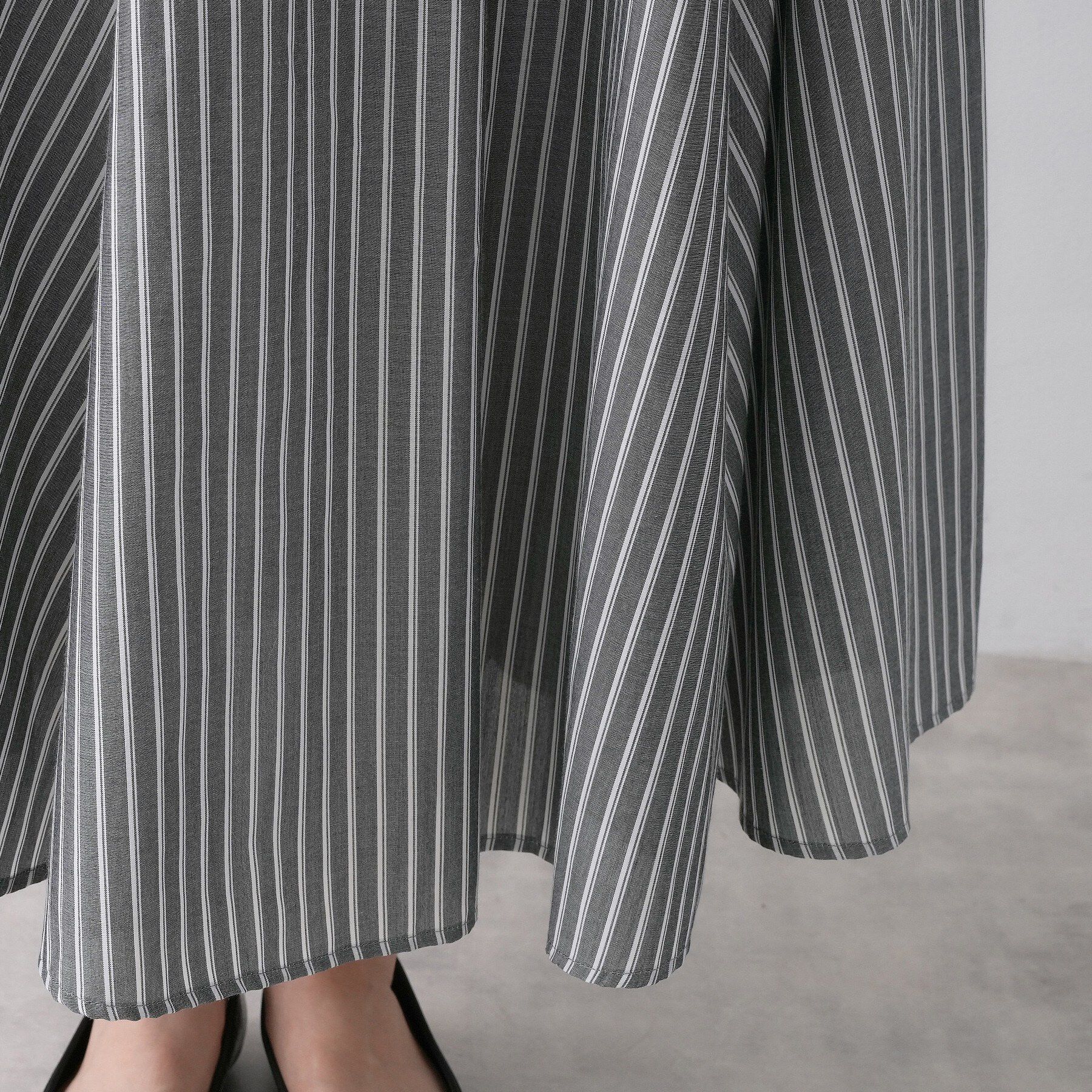 Dessin「【セットアップ可/洗える】先染めストライプフレアスカート」|スカート|