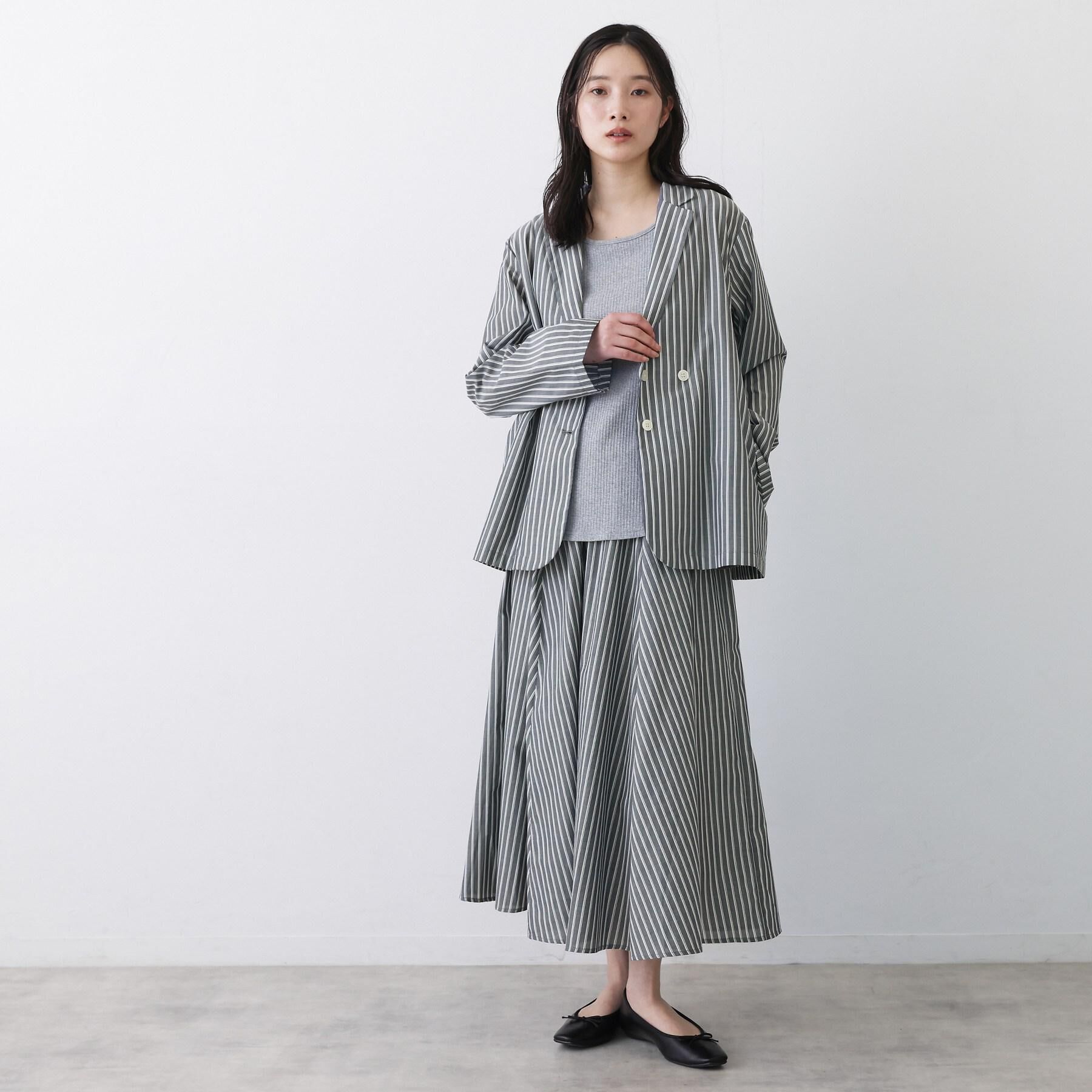 Dessin「【セットアップ可/洗える】先染めストライプフレアスカート」|スカート|