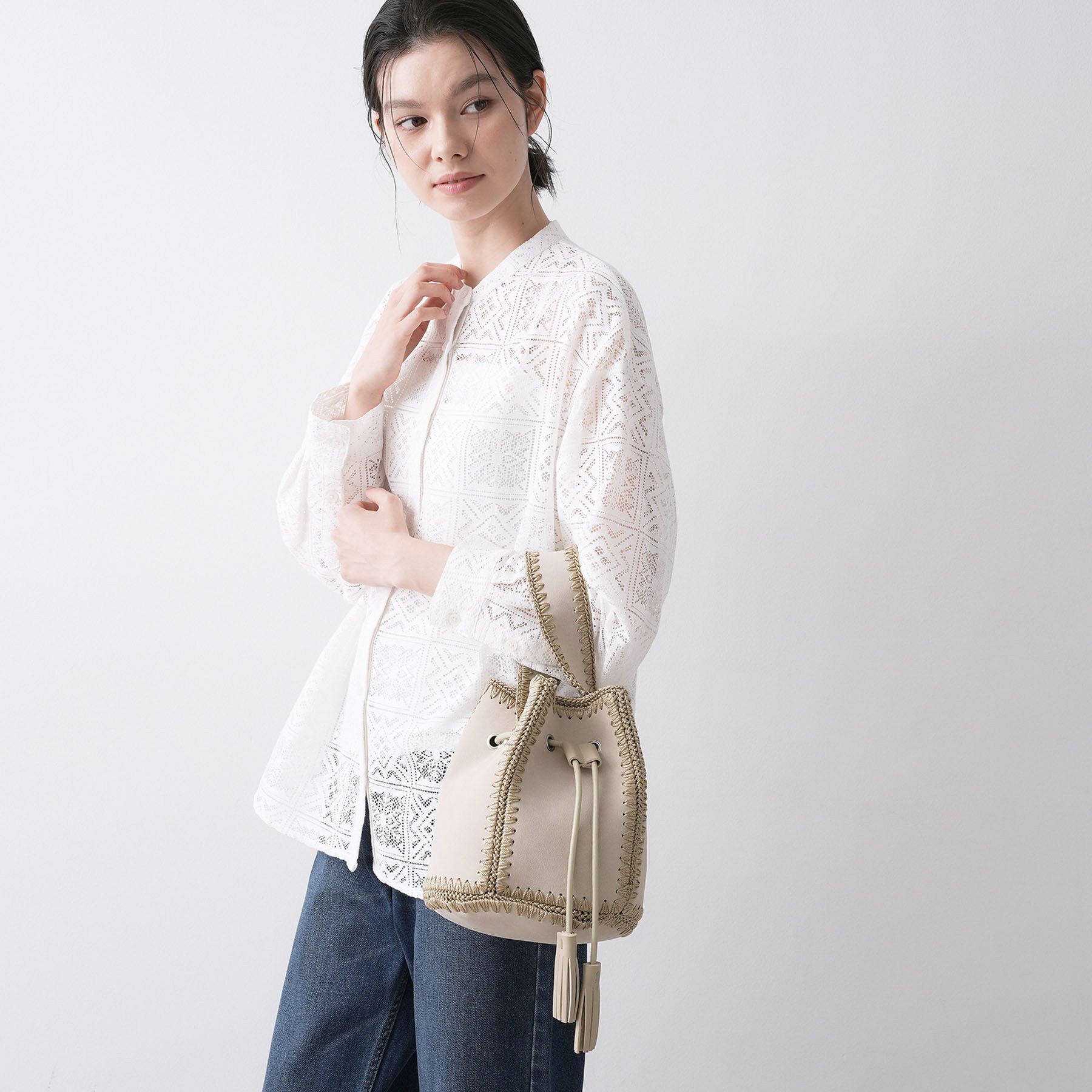 Dessin「【軽量】スエードライク巾着バケツバッグ」|ハンドバッグ|