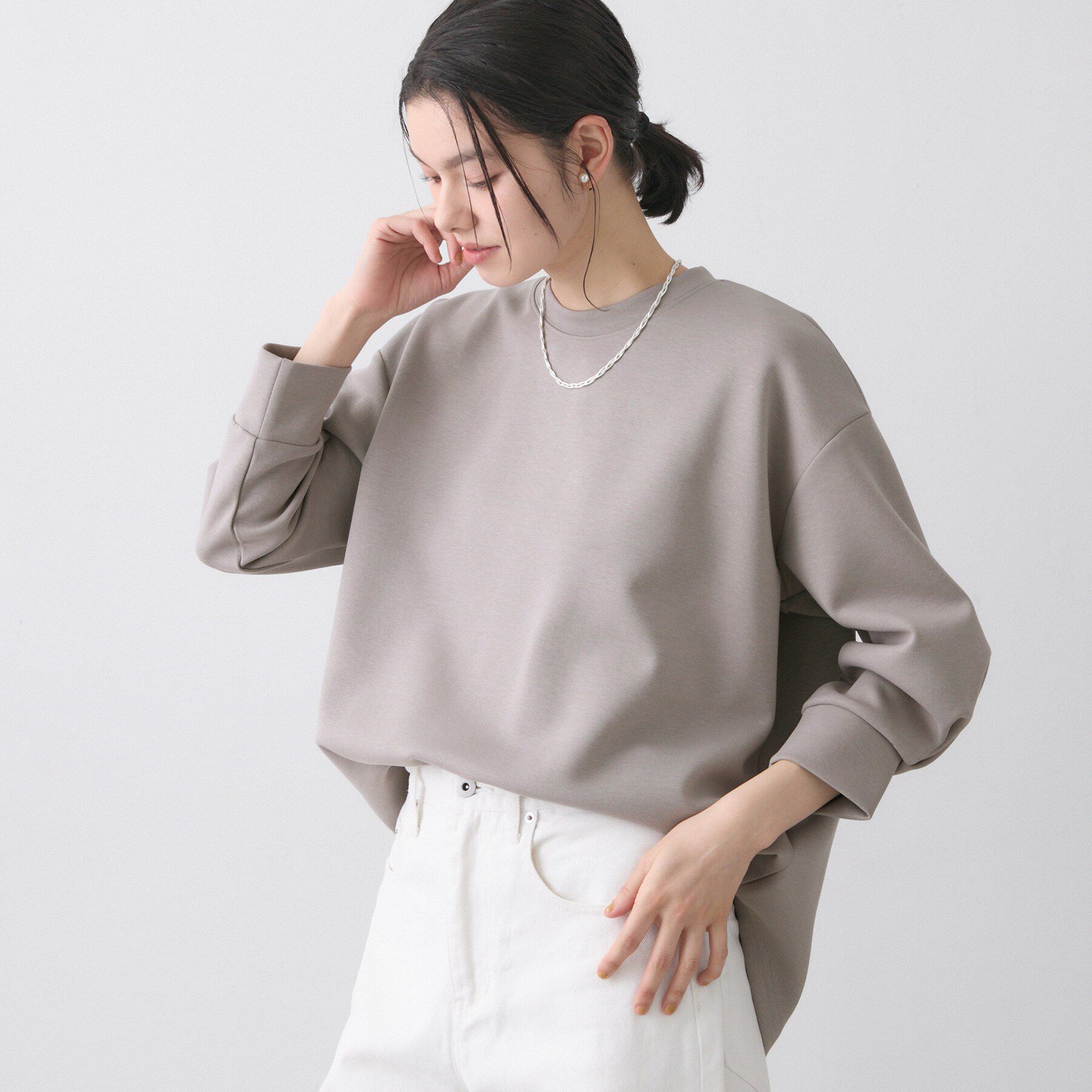 Dessin「【洗える】8分袖ボンディングカットソー」|Tシャツ・カットソー|ピンクベージュ(05