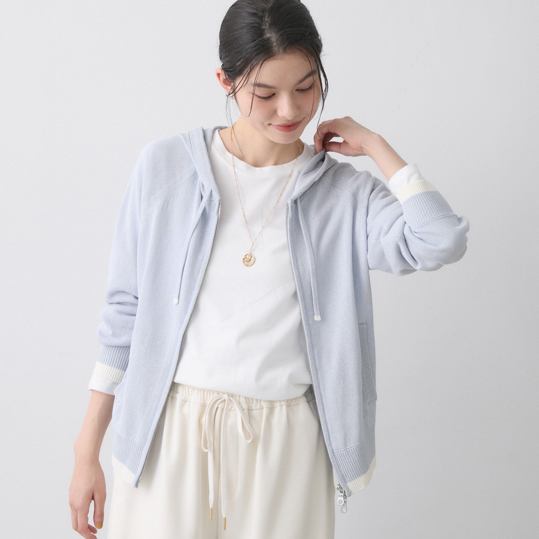 Dessin「【洗える】リネン混フーデッドパーカー」|パーカー|