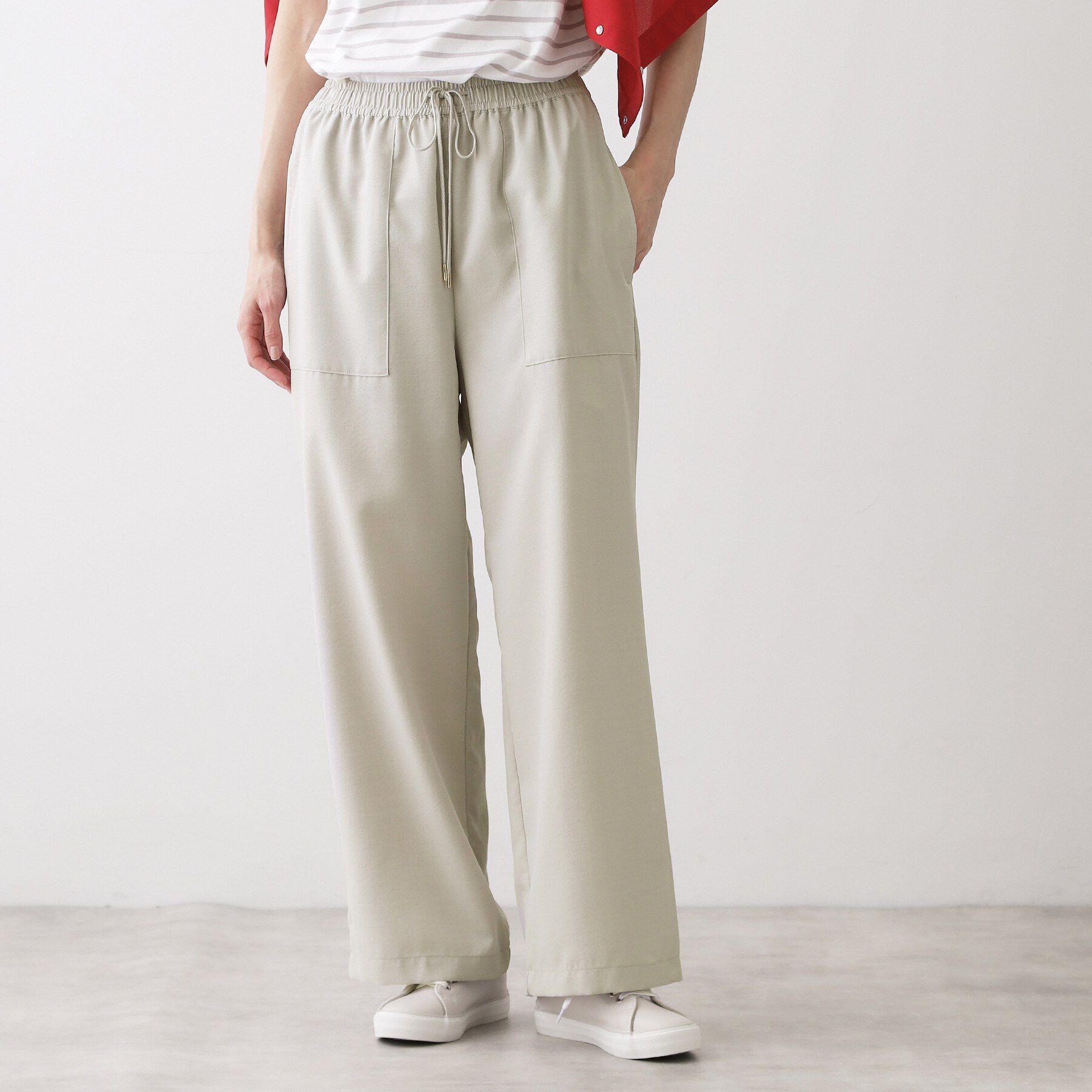 Dessin「【接触冷感/ウエストゴム/洗える】イージーワイドパンツ」|その他|グレージュ(050)