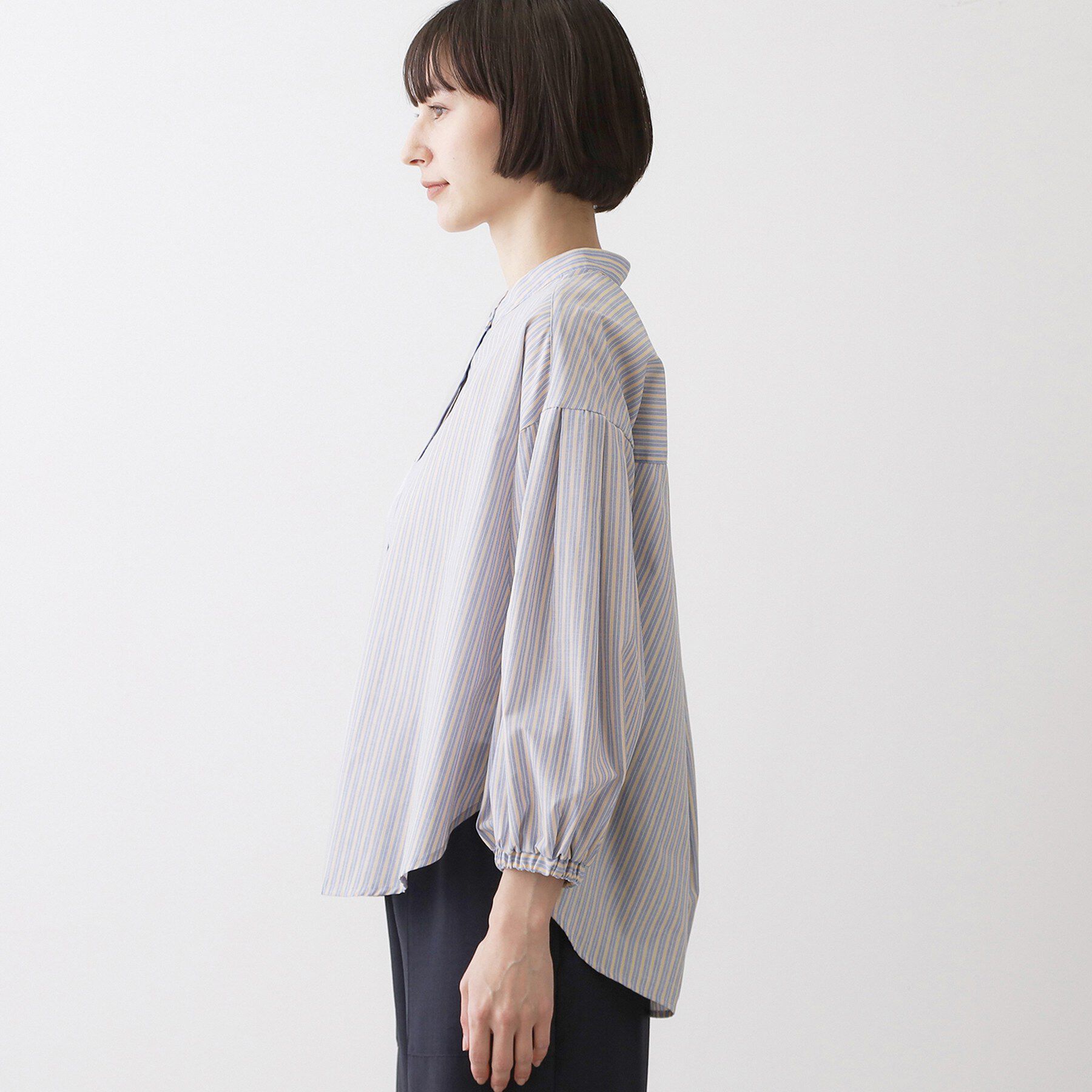 Dessin「【洗える】バルーンスリーブバンドカラーシャツ」|シャツ・ブラウス|