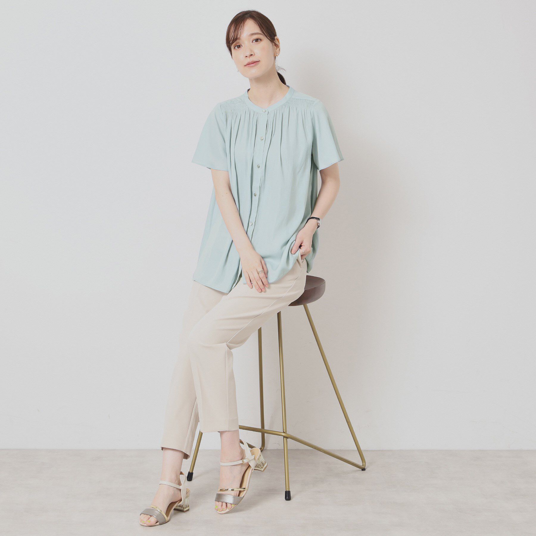 ITS&rsquo;DEMO「【手洗い可】サテンフレア袖ブラウス」|シャツ・ブラウス|