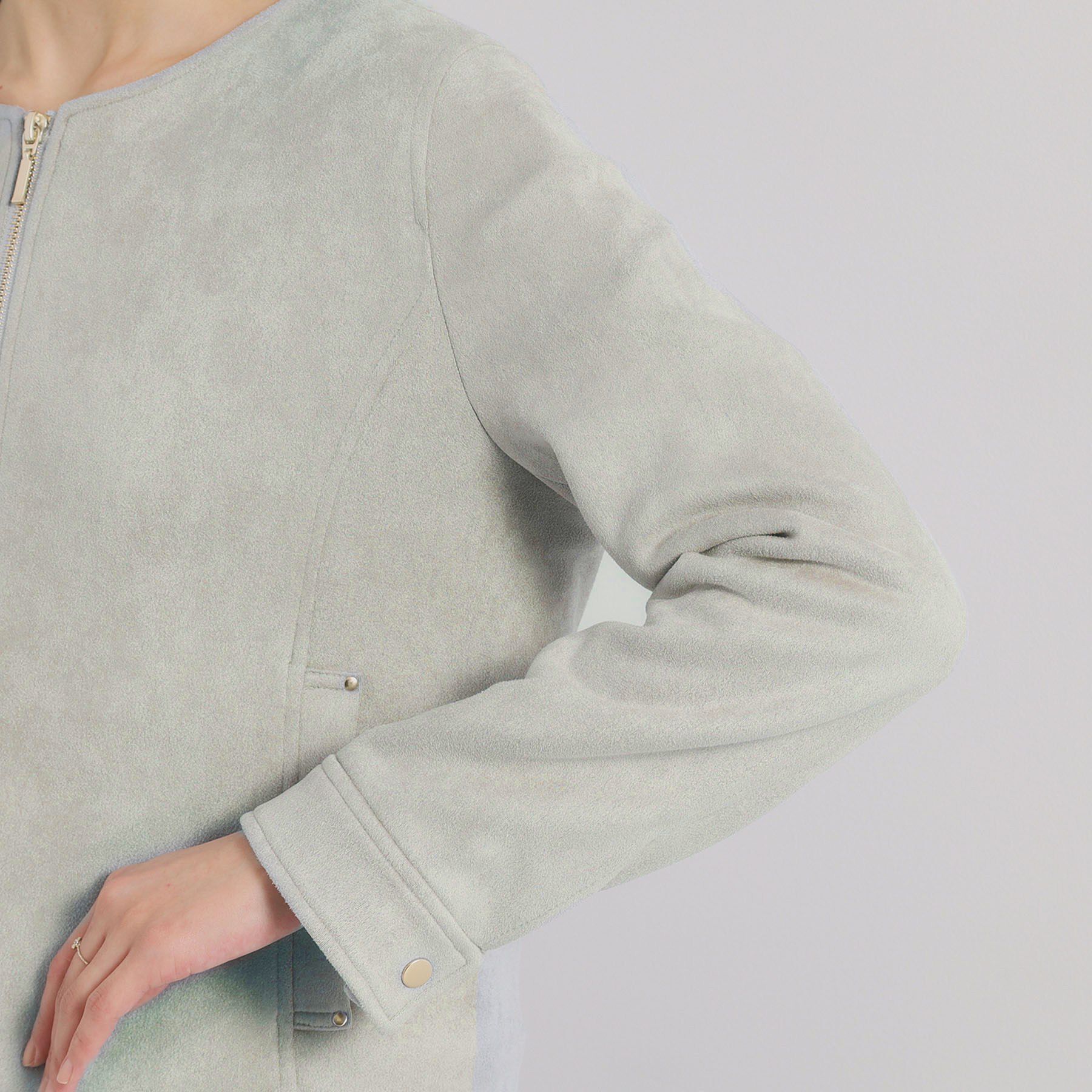 ITS&rsquo;DEMO「カットスエードジャケット」|ノーカラージャケット|