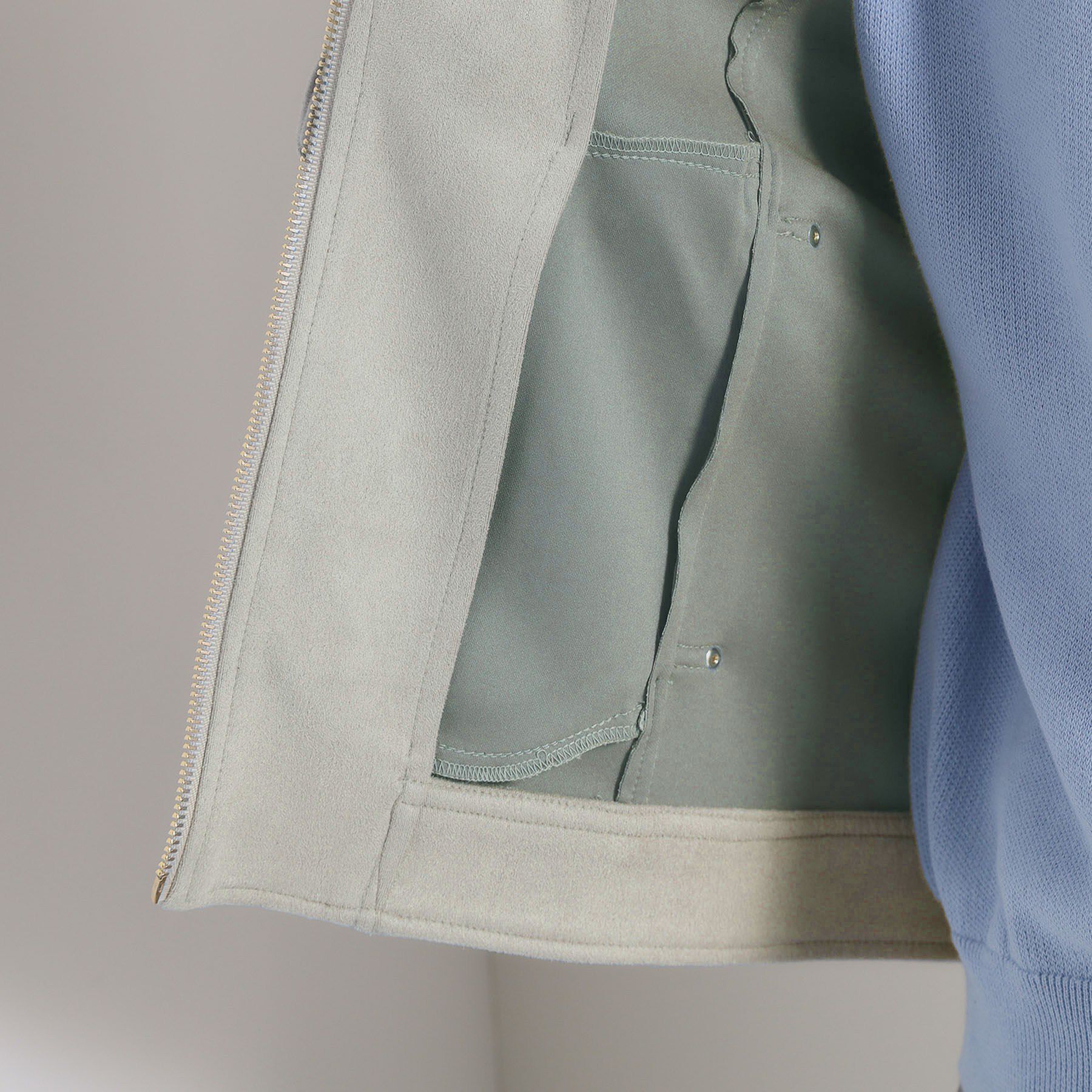 ITS&rsquo;DEMO「カットスエードジャケット」|ノーカラージャケット|