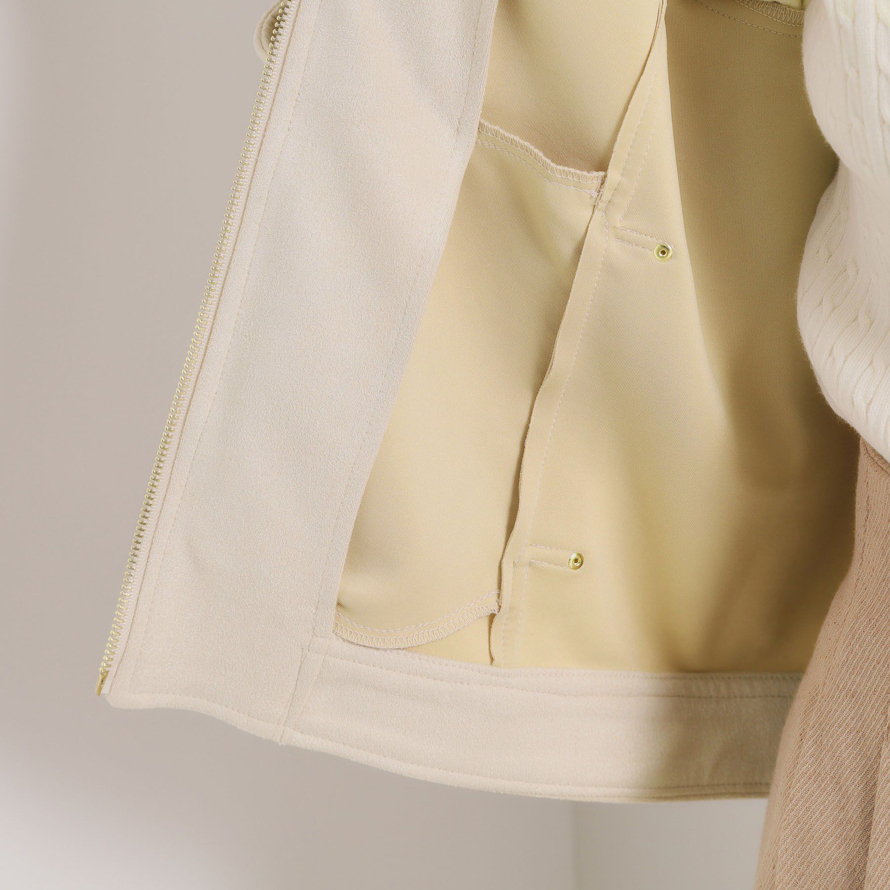 ITS&rsquo;DEMO「カットスエードジャケット」|ノーカラージャケット|