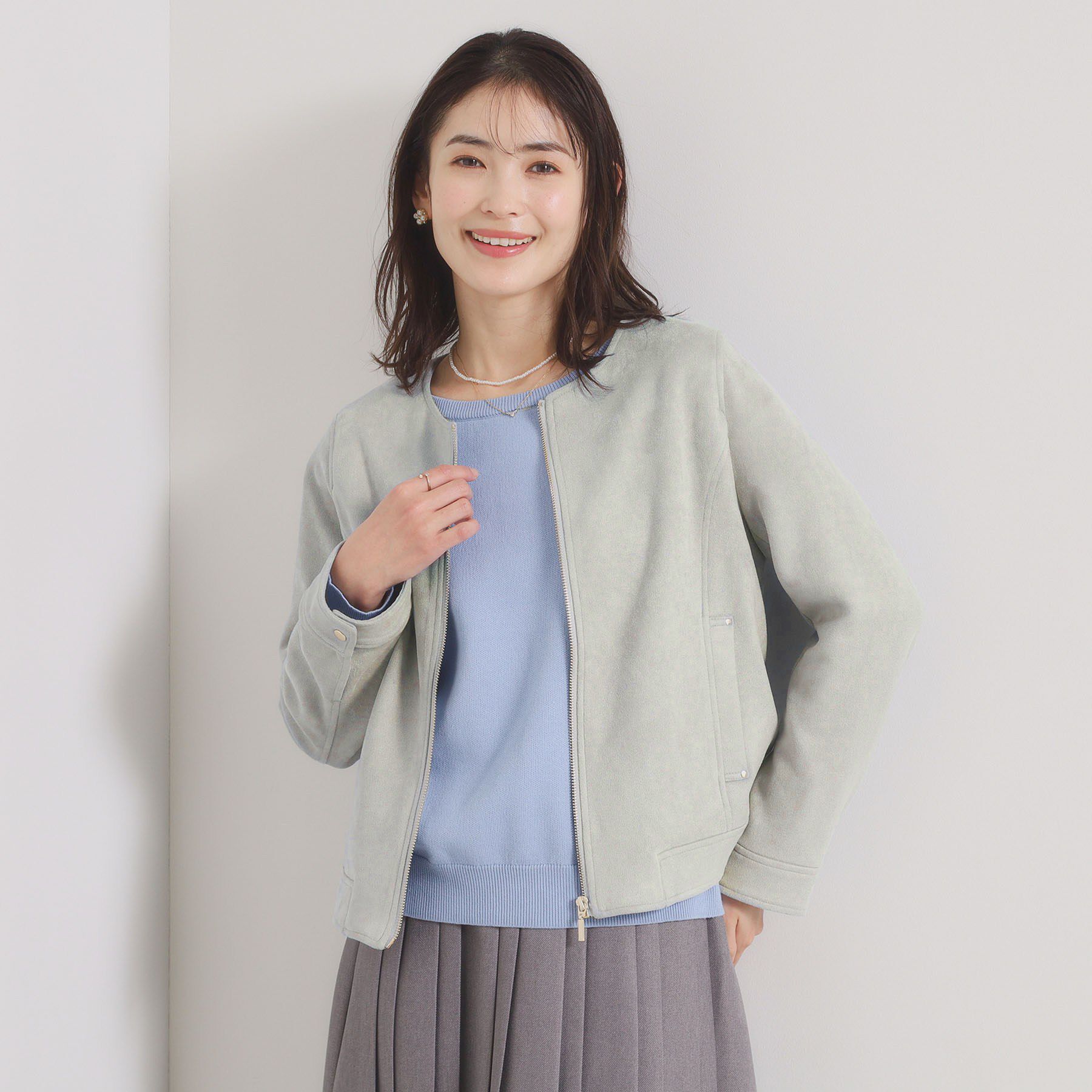 ITS&rsquo;DEMO「カットスエードジャケット」|ノーカラージャケット|