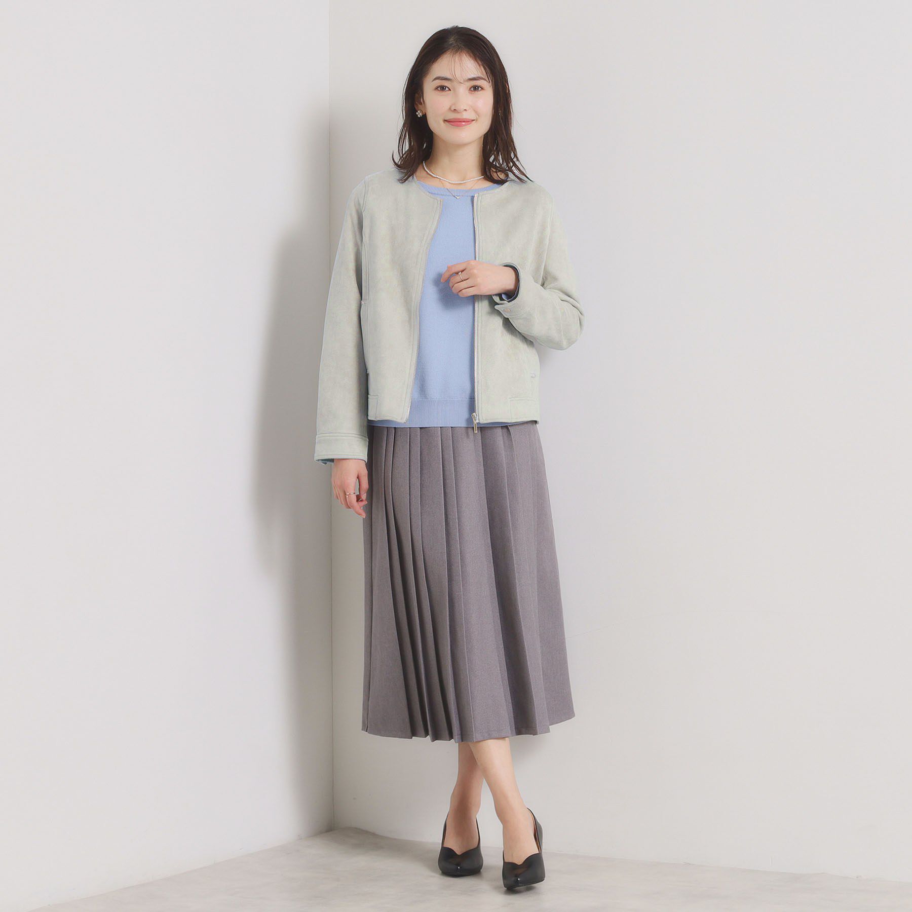 ITS&rsquo;DEMO「カットスエードジャケット」|ノーカラージャケット|