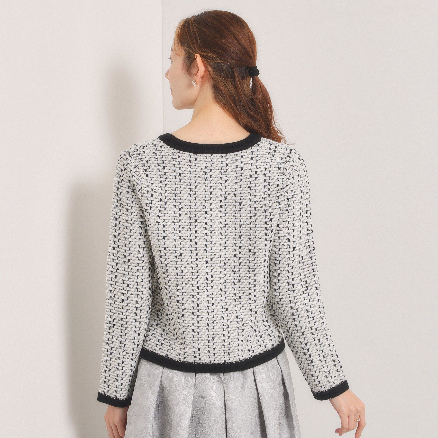 ITS&rsquo;DEMO「【入卒/手洗い可】ラメツイードニットジャケット」|ノーカラージャケット|