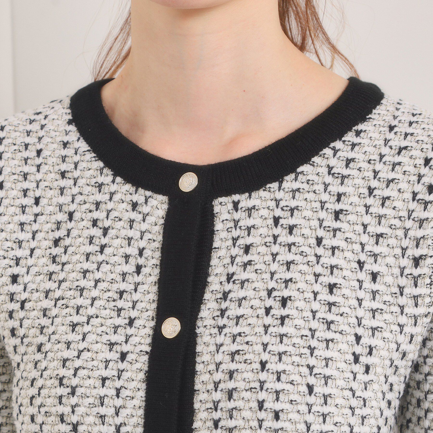 ITS&rsquo;DEMO「【入卒/手洗い可】ラメツイードニットジャケット」|ノーカラージャケット|