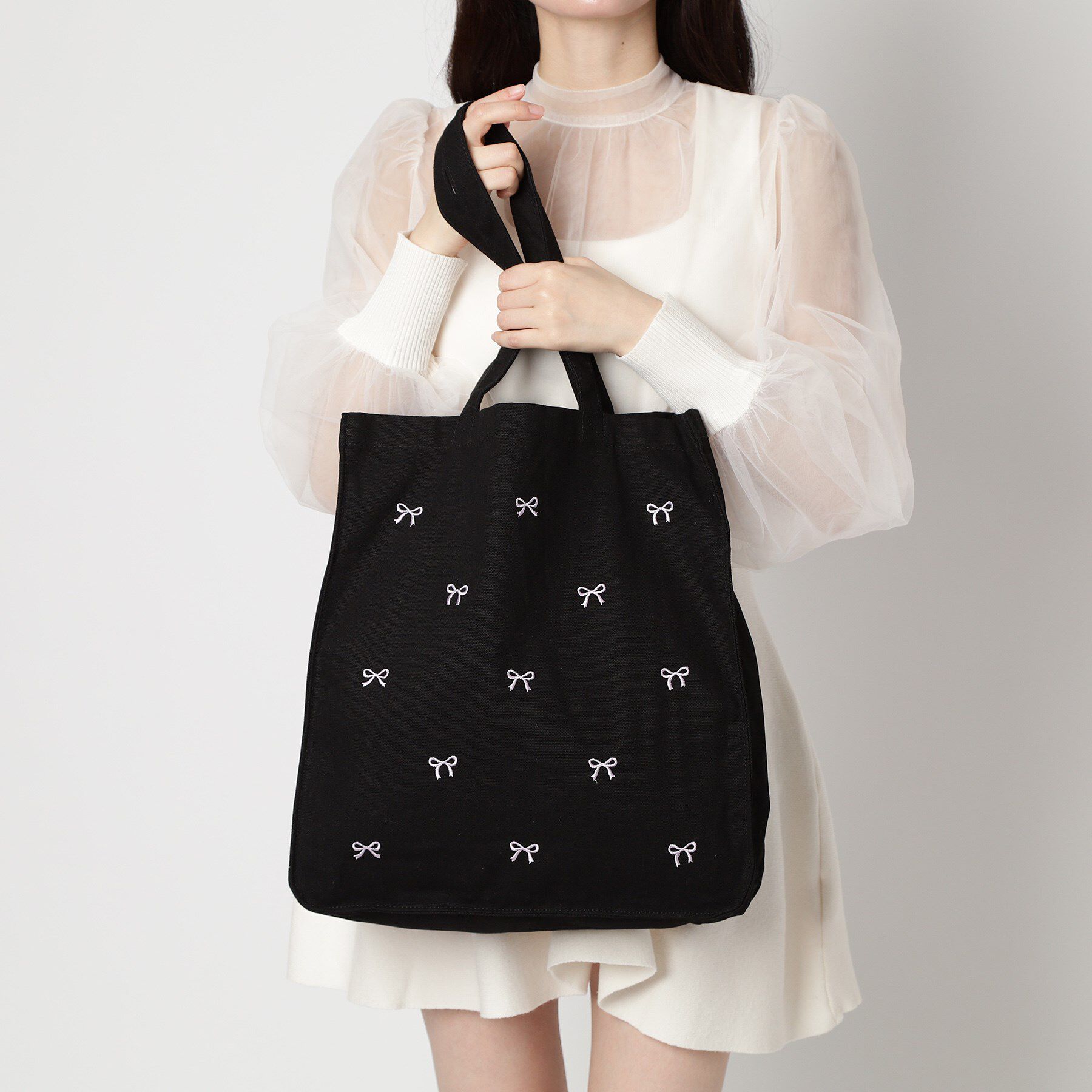 Ober Tashe「【新生活・新学期】リボン刺繍キャンバストートバッグ」|トートバッグ|
