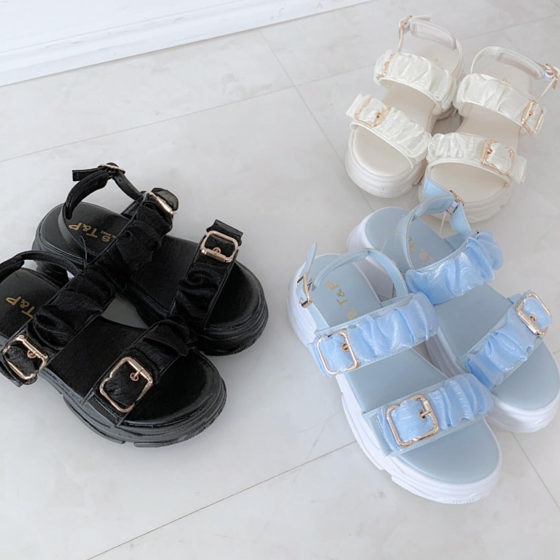 csT&P「ギャザーダブルベルトサンダル」|サンダル|