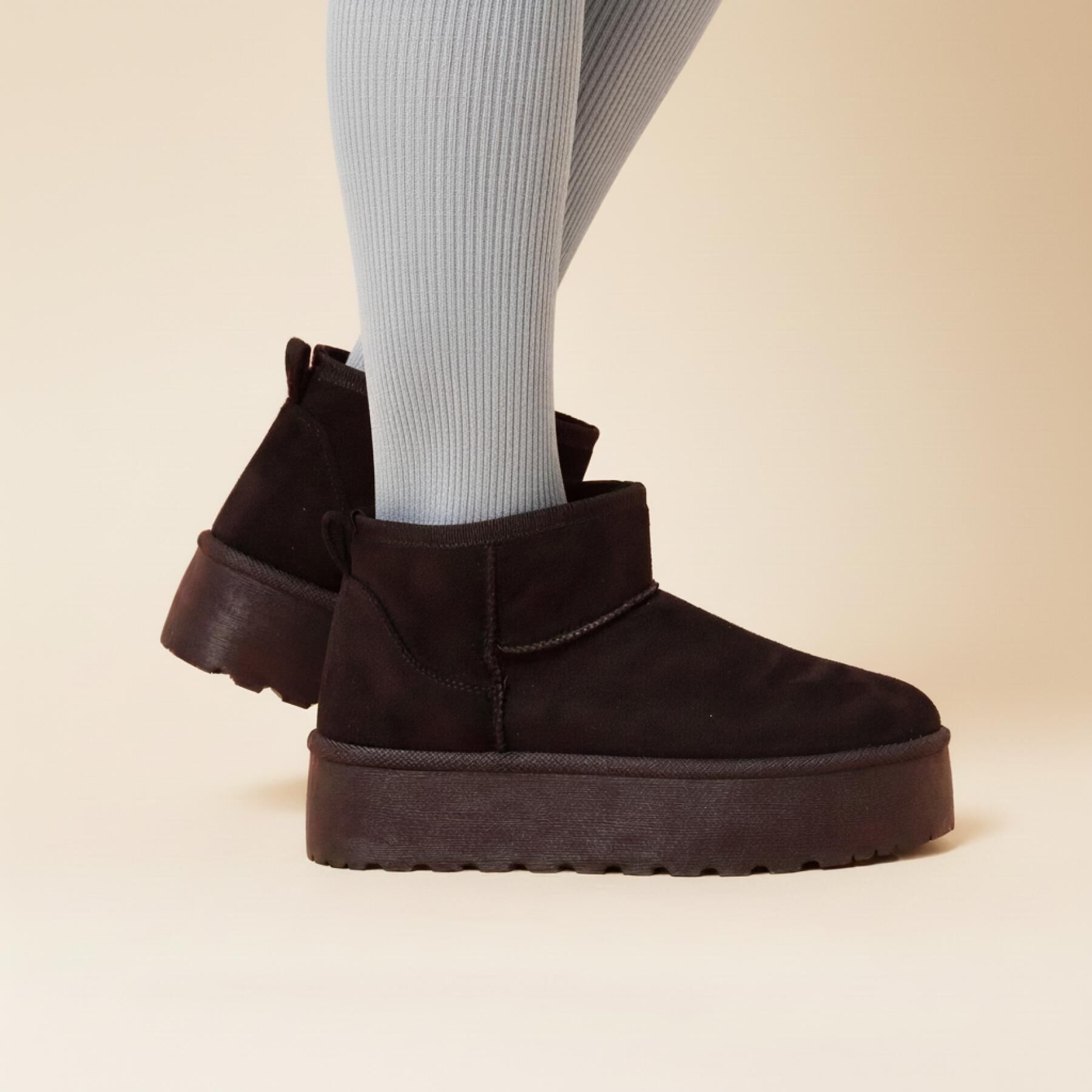 csT&P「厚底プレーンフェイクムートン」|ショートブーツ|