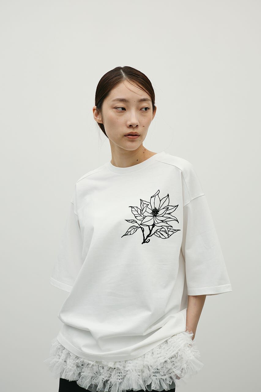 STYLEMIXER「フロッキープリントフラワーT」|Tシャツ・カットソー|